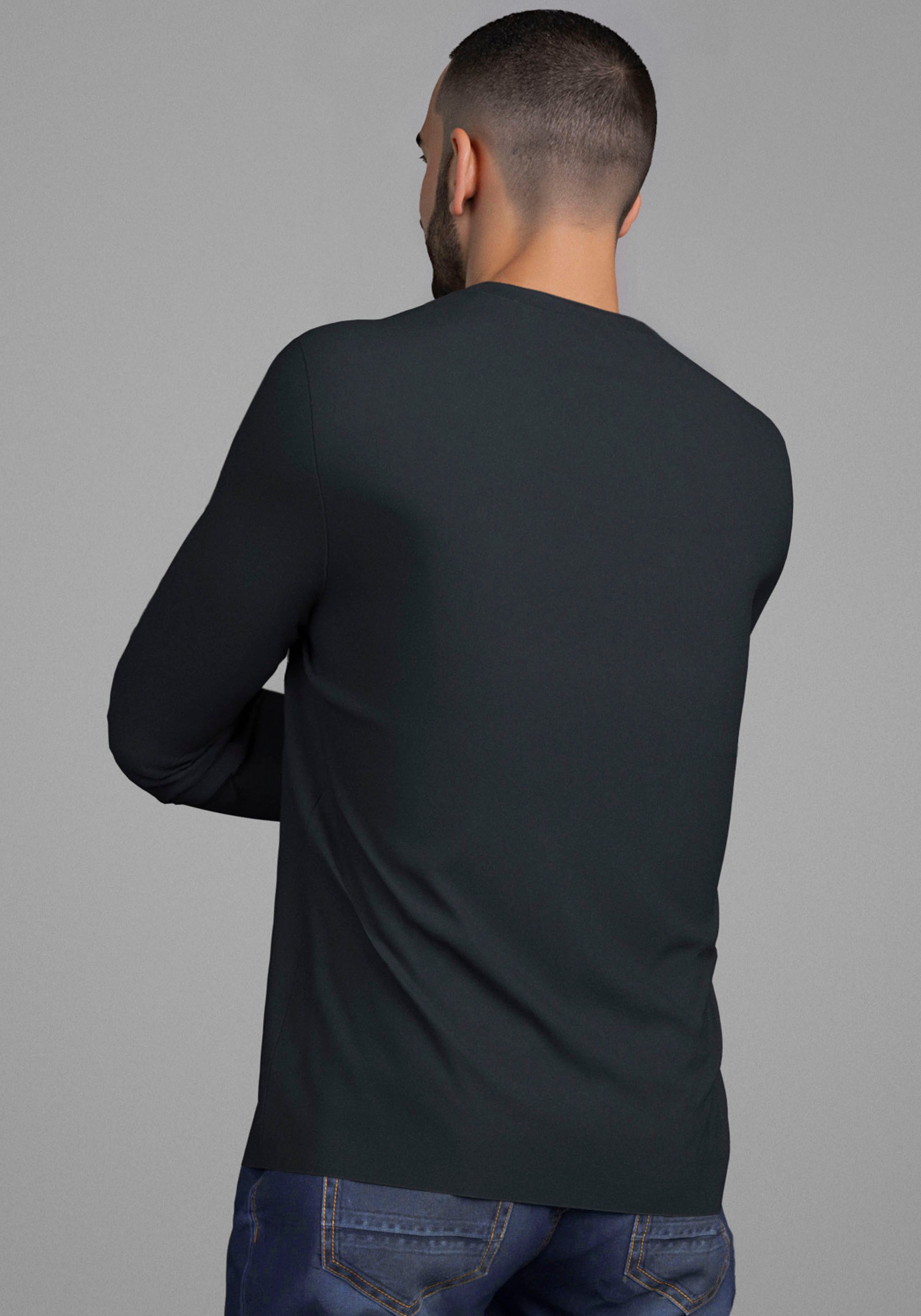 Bruno Banani Langarmshirt schmal geschnitten, mit günstig online kaufen