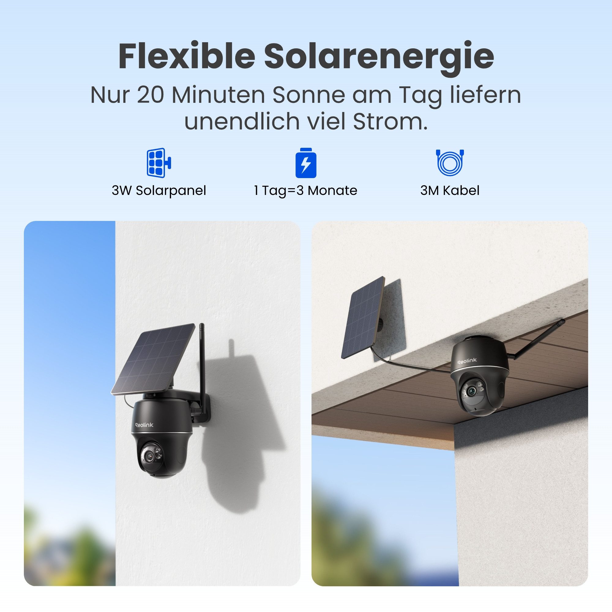 Reolink Überwachungskamera Argus PT+SP 5MP PTZ Akku- oder solarbetriebene 2,4/5GHz WLAN IP (Außenbereich, PIR-Erkennung,IR-Nachtsicht,Could-Speicherung) – Bild 5 von 5