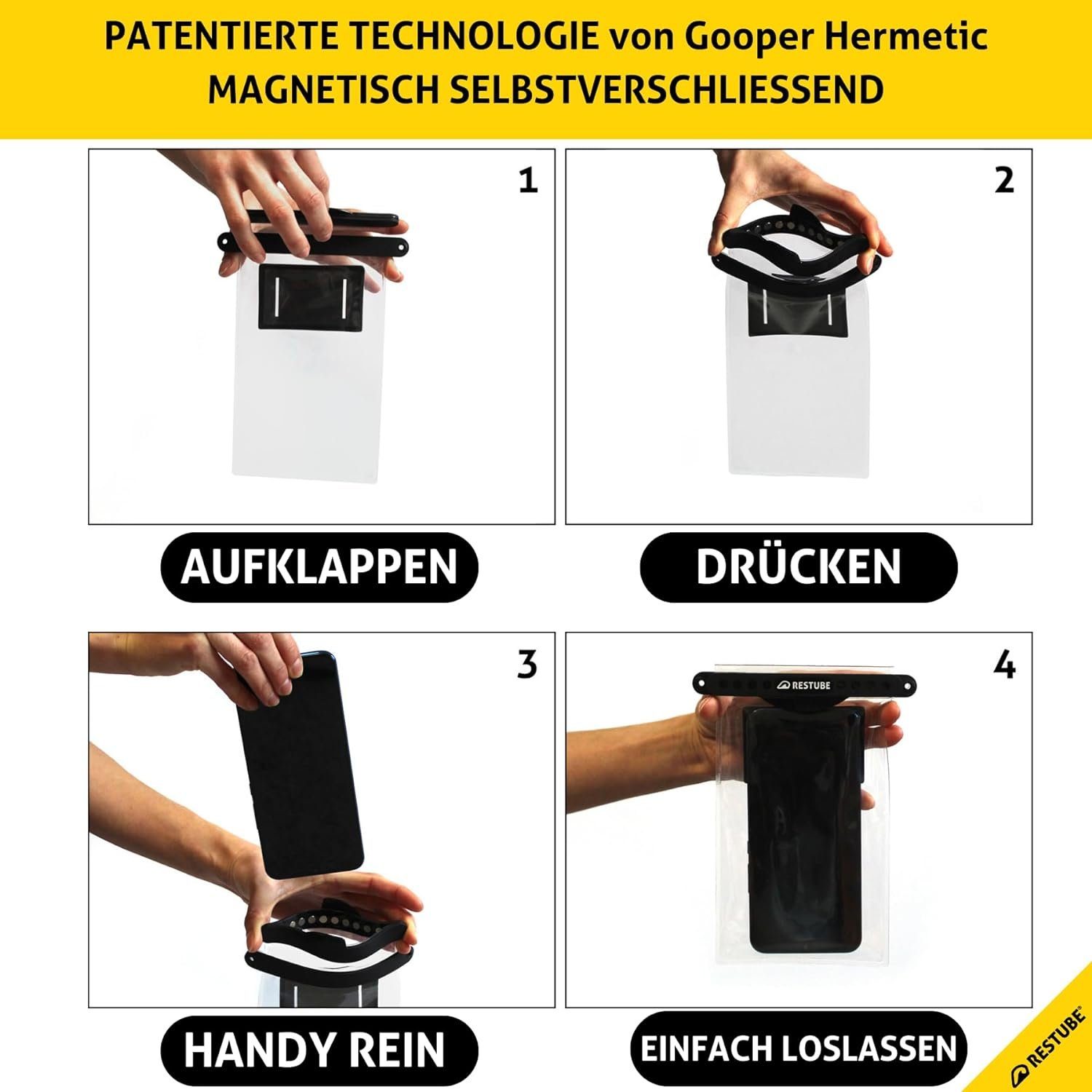 Handytasche & Restube Magnetisch Wasserdichte Fidlock, by RESTUBE Smartphone-Hülle schließend