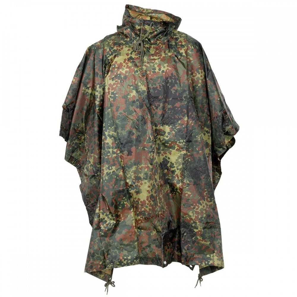 Regenponcho BW Poncho, Rip Stop, Mod., flecktarn, Gr. 144 x 223 cm