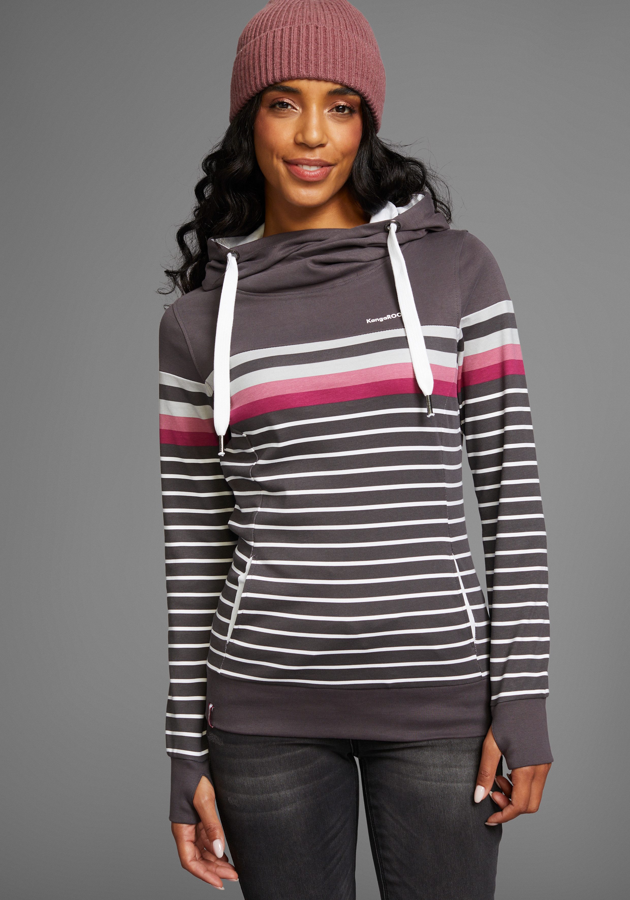 KangaROOS Kapuzensweatshirt Langarm mit Daumenlöchern, bequem geschnitten u günstig online kaufen