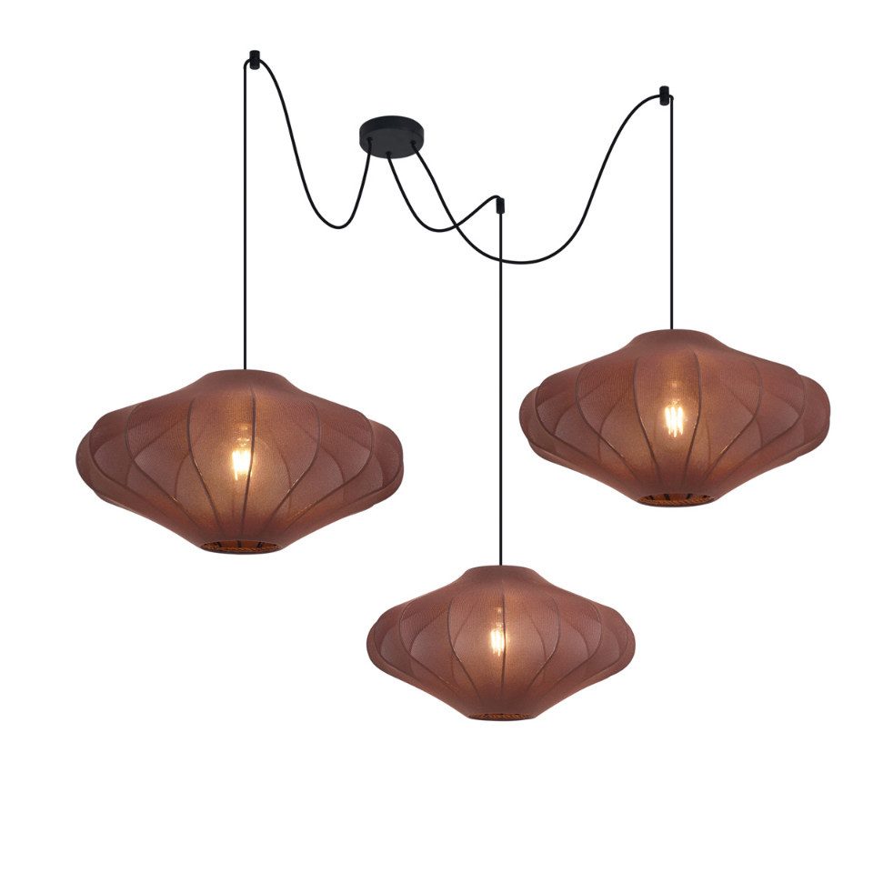 Qazqa Pendelleuchte Plu, ohne Leuchtmittel, E27, Braun, Japandi, Textil, 3- günstig online kaufen