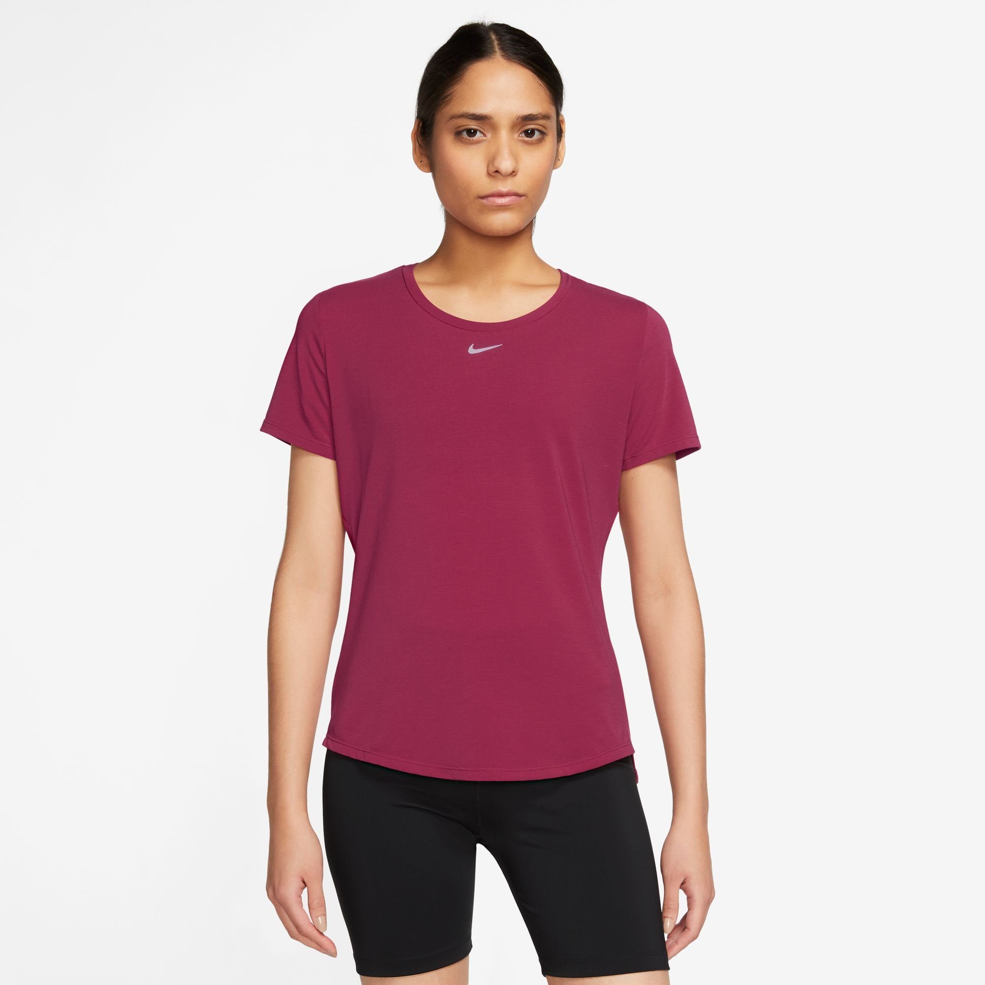 [Den niedrigsten Preis herausfordern!] Nike Trainingsshirt DRI-FIT FIT STANDARD SILV WOMEN'S ONE LUXE NOBLE TOP UV SHORT-SLEEVE RED/REFLECTIVE