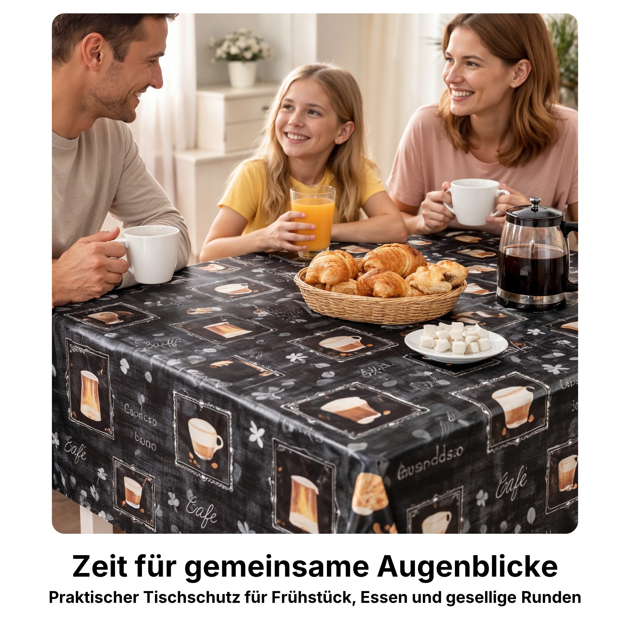 Melody Gartentischdecke Wachstuchtischdecke Tischdecke Gartentischdecke Kaffee Kuchen schwarz, fleckenabweisend, abwischbar, wasserfest, fleckschutz