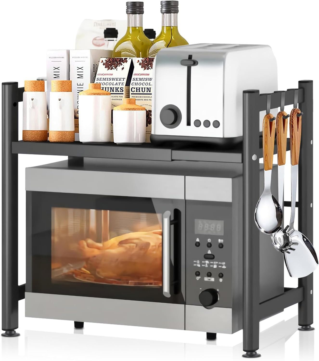 Rhein Beleuchtung Küchenregal Verstellbares Mikrowellenregal aus Karbonstah günstig online kaufen