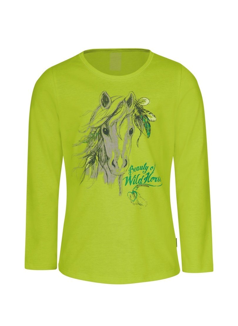 TRIGEMA T-Shirt T-Shirt Pferde-Motiv niedlichem mit Trigema lemon