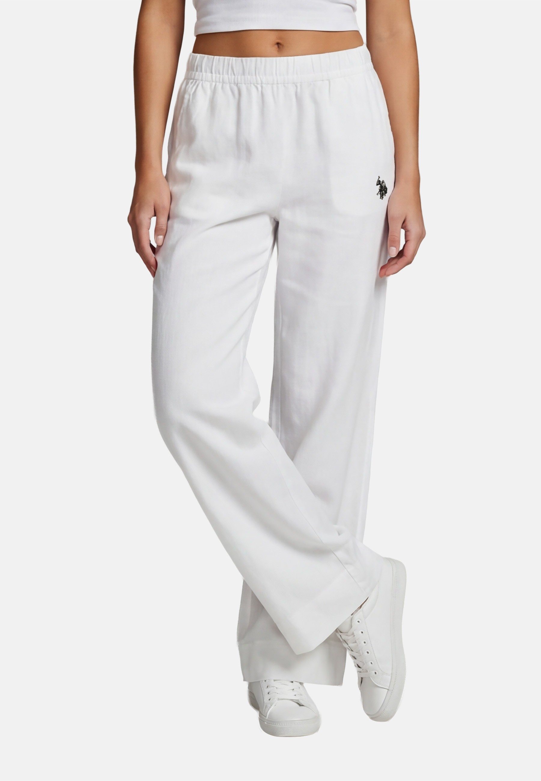 U.S. Polo Assn. Leinenhose USMoolly Damen - Sommerhose luftig mit elastischem Bund Leichte Hose aus Leinenmix mit Taschen und Komfortbund