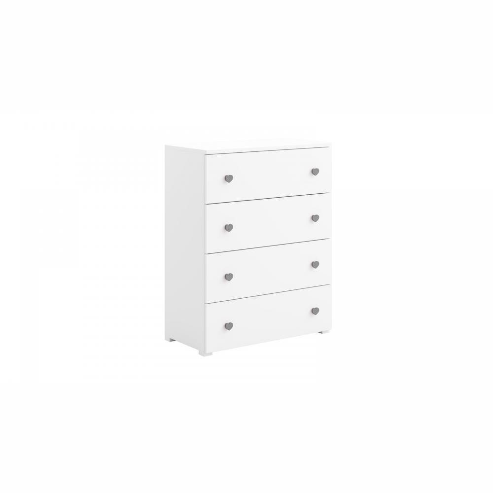 KOBI S.C. Kommode EMILY Kinderkommode weiß mit 4 Schubladen 80x40x102 cm