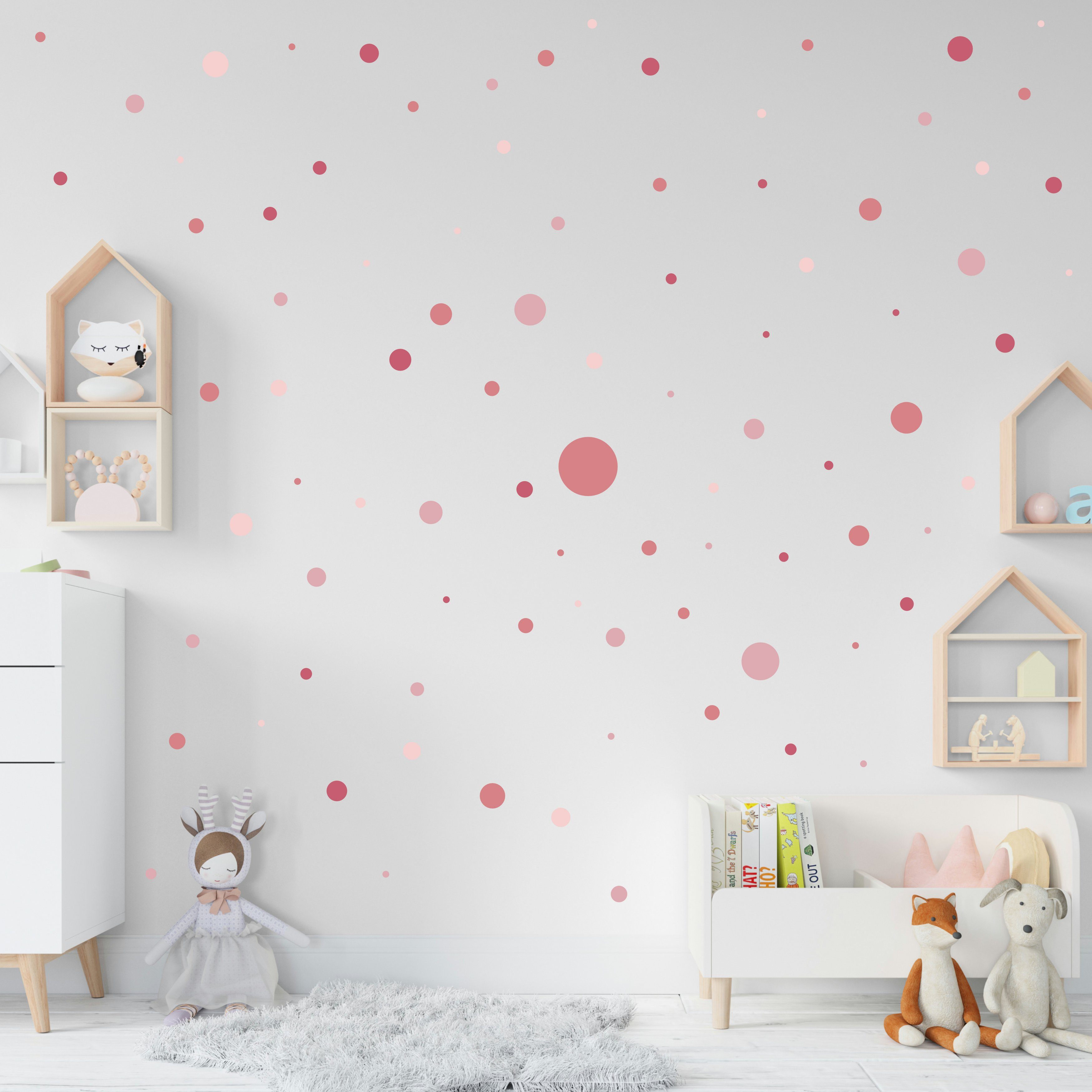 Kreis Stück Wandtattoo pastell für rosa rückstandslos Wandtattoo 176 Babyzimmer Set Aufkleber, selbstklebend, abziehbar Kinderzimmer PUNALU