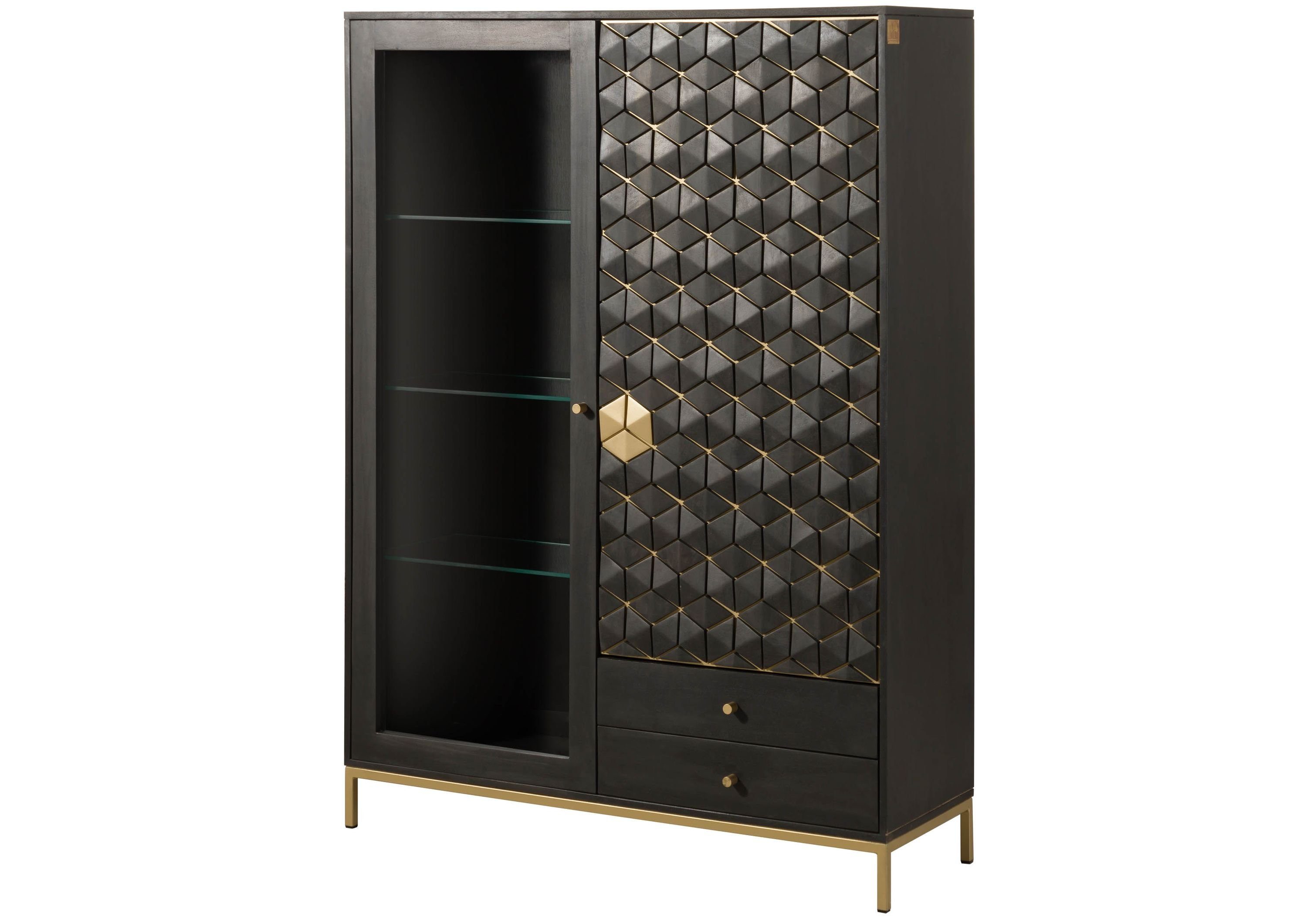 Massivmoebel24 Highboard (Mango 120x40x165 grau geölt DIAMOND #117), Mango 120x40x165 grau geölt DIAMOND #117