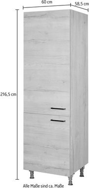 nobilia® Kühlumbauschrank "Structura", mit zwei Türen und zusätzlichem Einlegeboden, vormontiert, Ausrichtung wählbar, Breite/Höhe: 60/216,6 cm