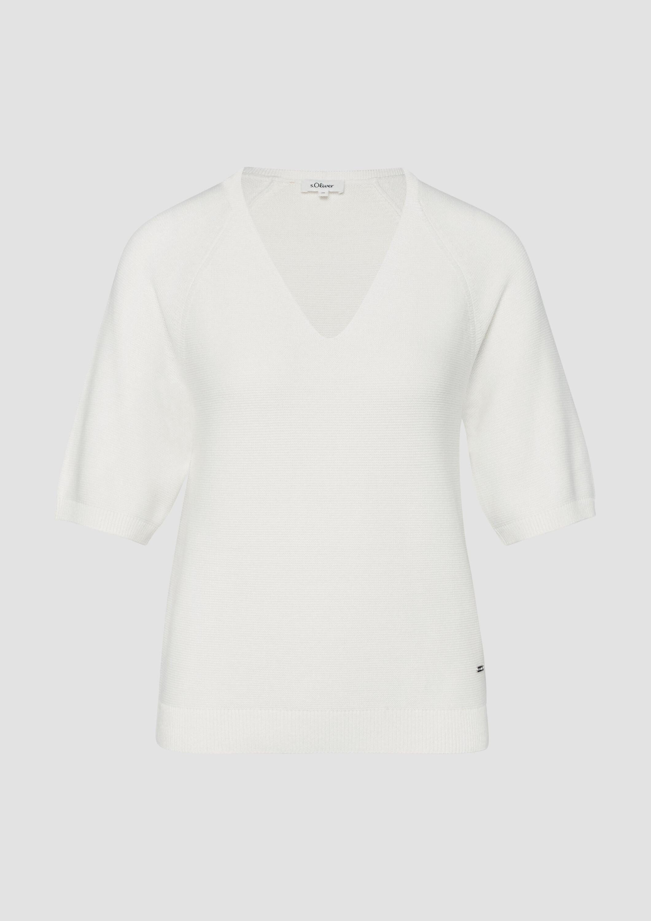 s.Oliver Kurzarmpullover Strickpullover Kurzarm-Strickpullover aus Baumwollmix