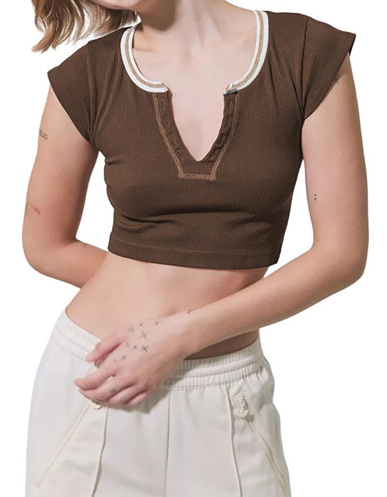 ZWY T-Shirt-Body Slim Fit, kurzes, sexy geripptes T-Shirt