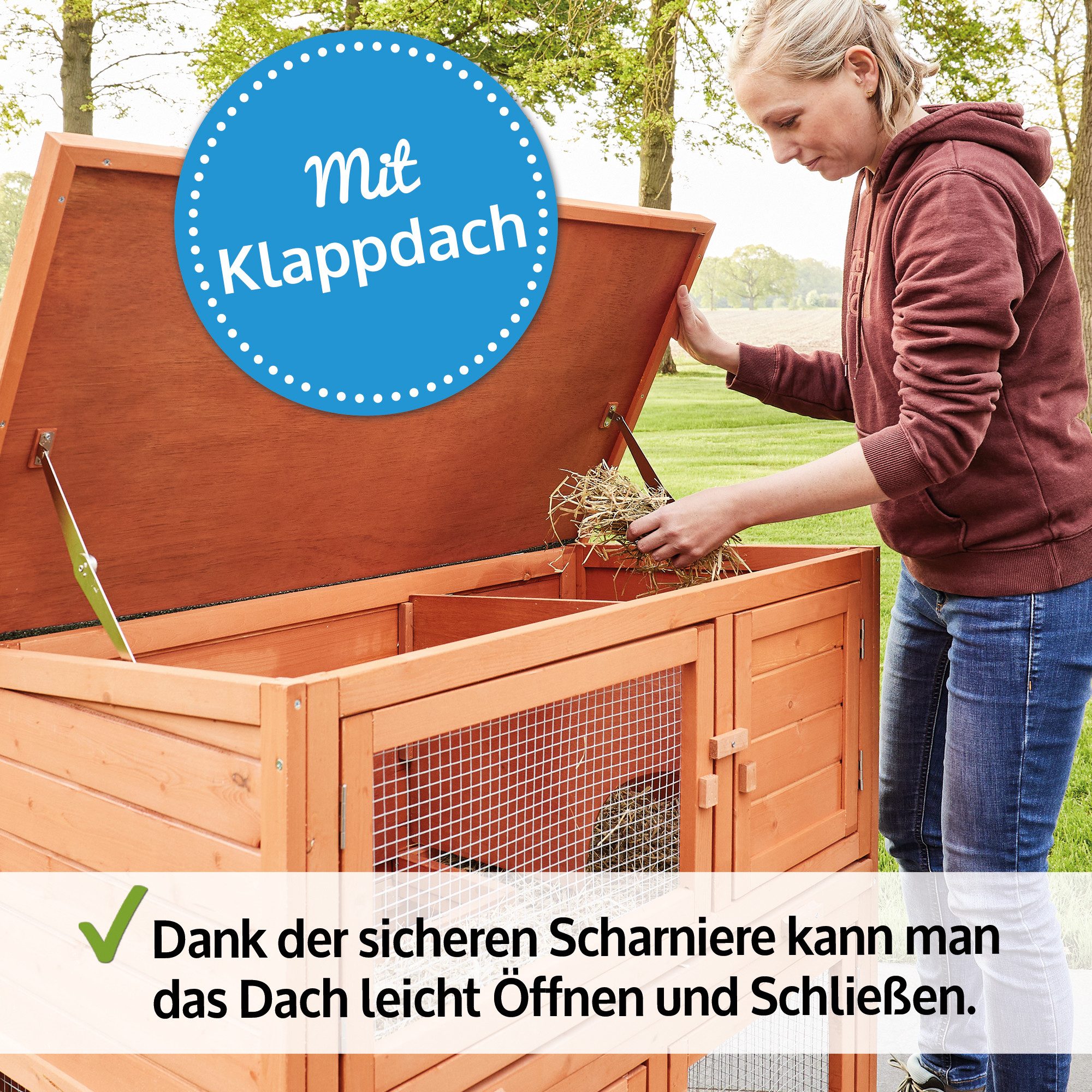 Zooprinz Kleintierstall Mukkel mit Rampe Klappdach auf 2 Etagen, 104x94x55 günstig online kaufen