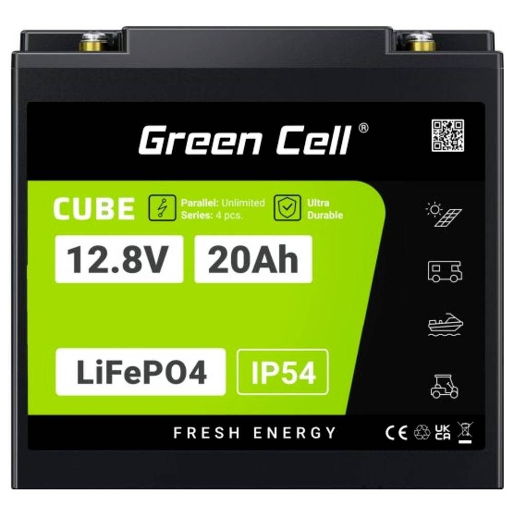 Green Cell Akku 20Ah 12.8V 256Wh Lithium-Eisen-Phosphat Batterie GC-LFPGC12V20AH Akku, Schraubkontakt