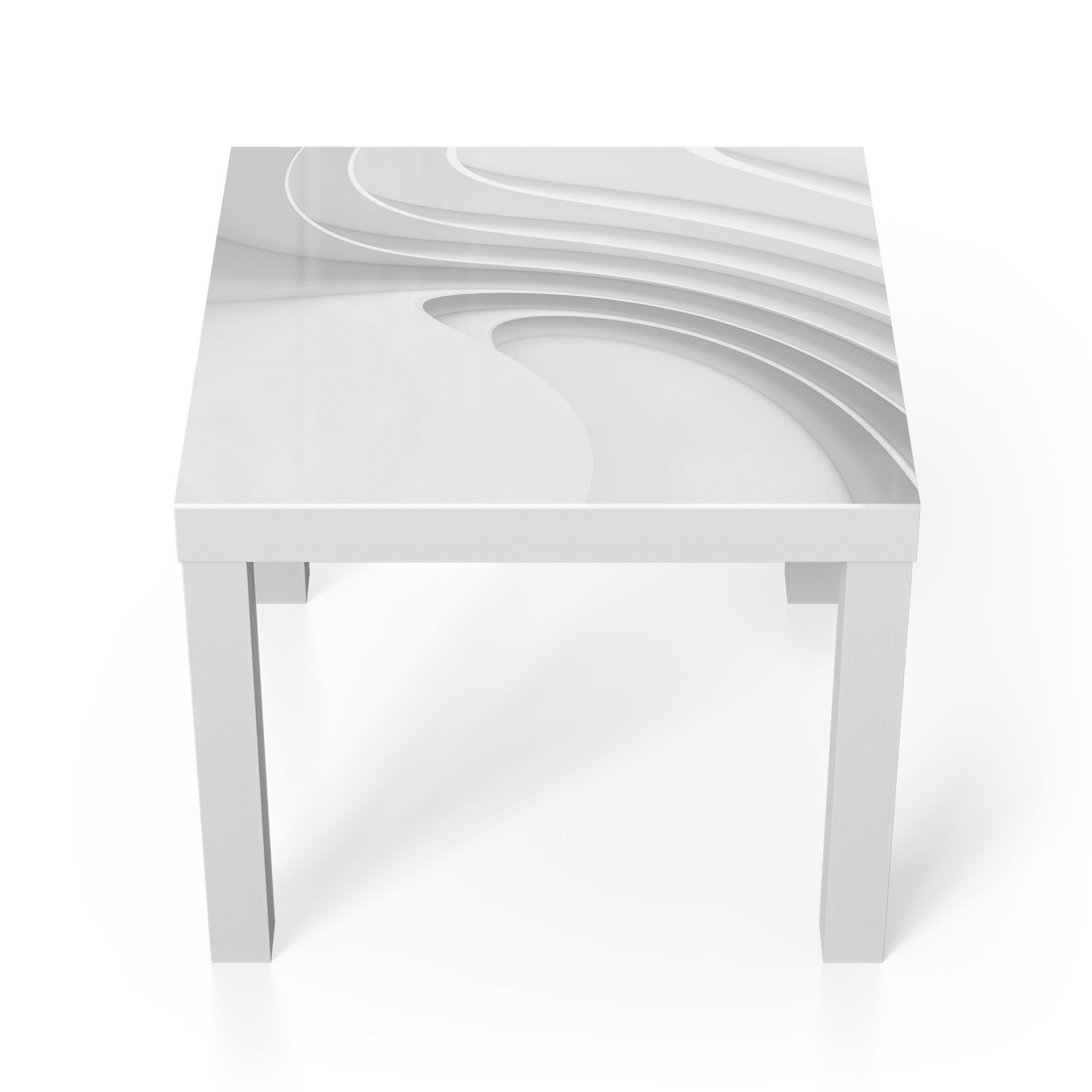 DEQORI Couchtisch 'Fließende Lamellenlinien', Glas Beistelltisch Glastisch modern Weiß