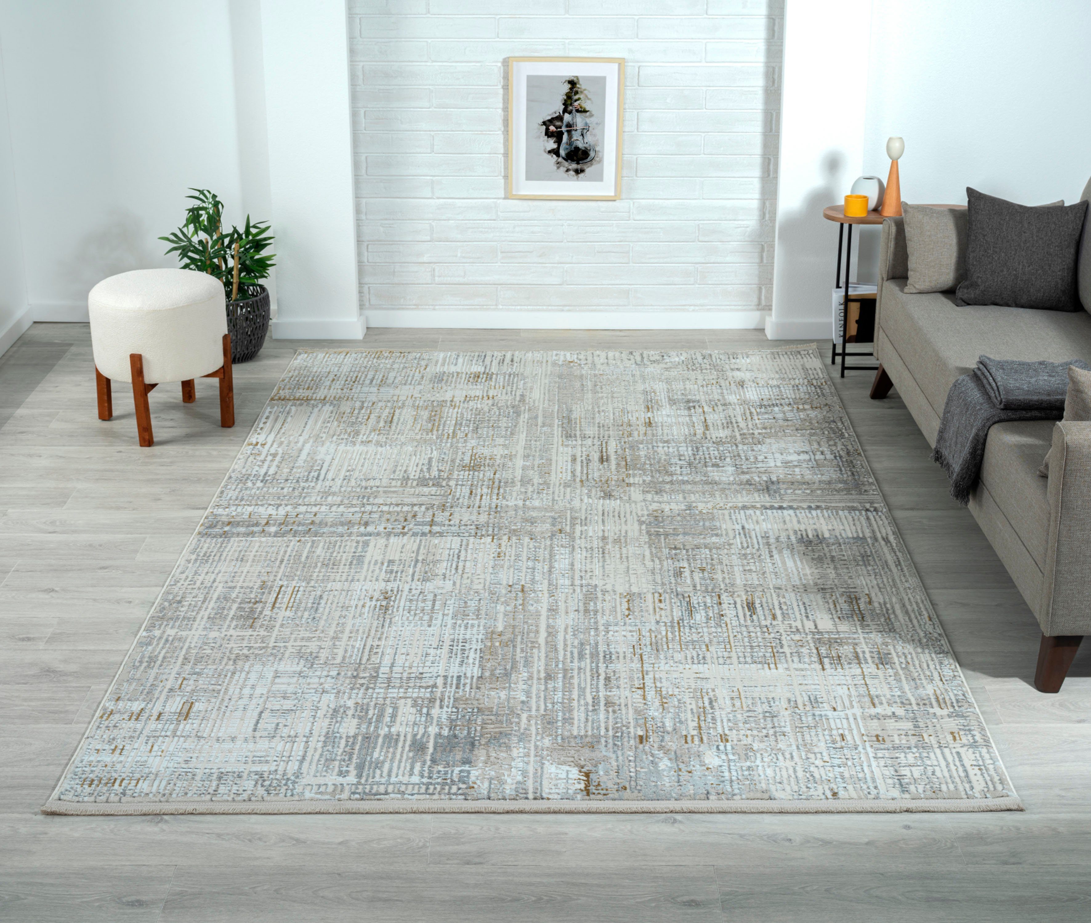 Myflair Möbel & Accessoires Teppich My Taste, rechteckig, Höhe: 10 mm, Kurzflor, Retro-Design, besonders weich durch Microfaser, mit Fransen