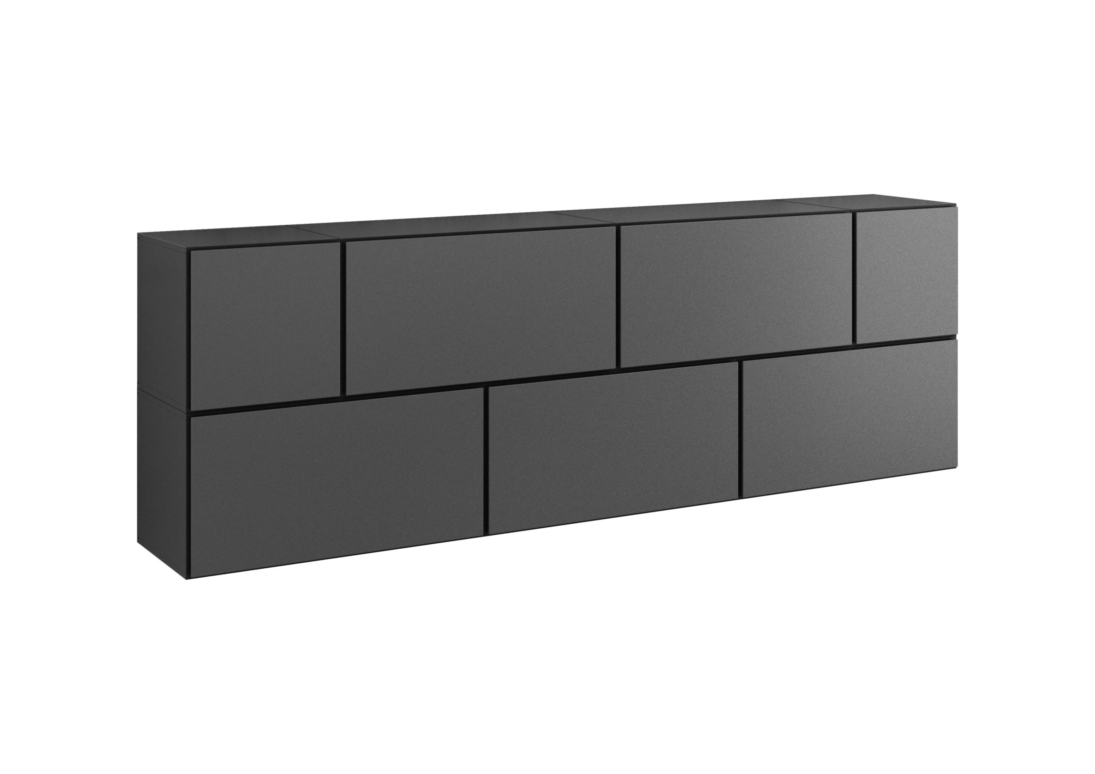 BMG Möbel Sideboard Modul+ (7-teilig, besteht aus 5x Schrank mit Klappe, 2x Schrank mit Tür), MDF Fronten tiefgezogen, Made in Germany