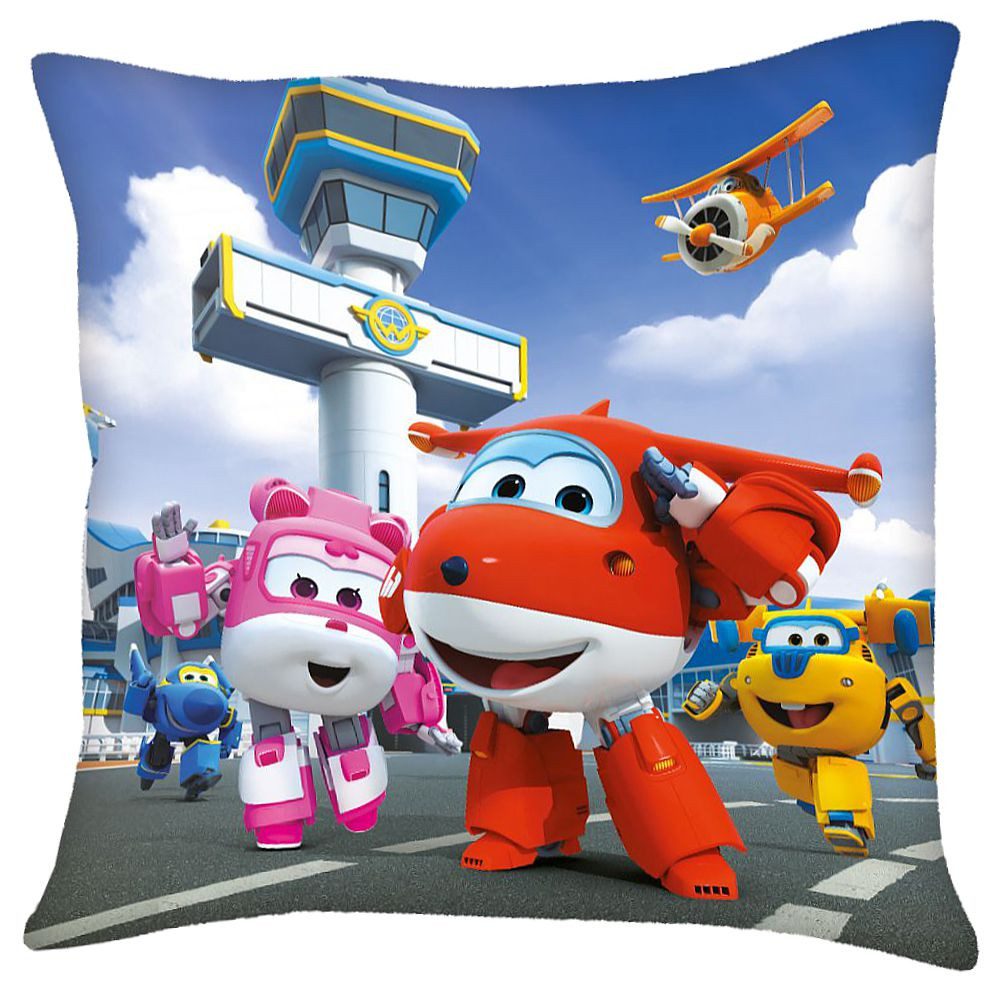 Super Wings Dekokissen Flughafen Kinder Deko-Kissen 40 x 40 cm Super Wings Wende-Motiv