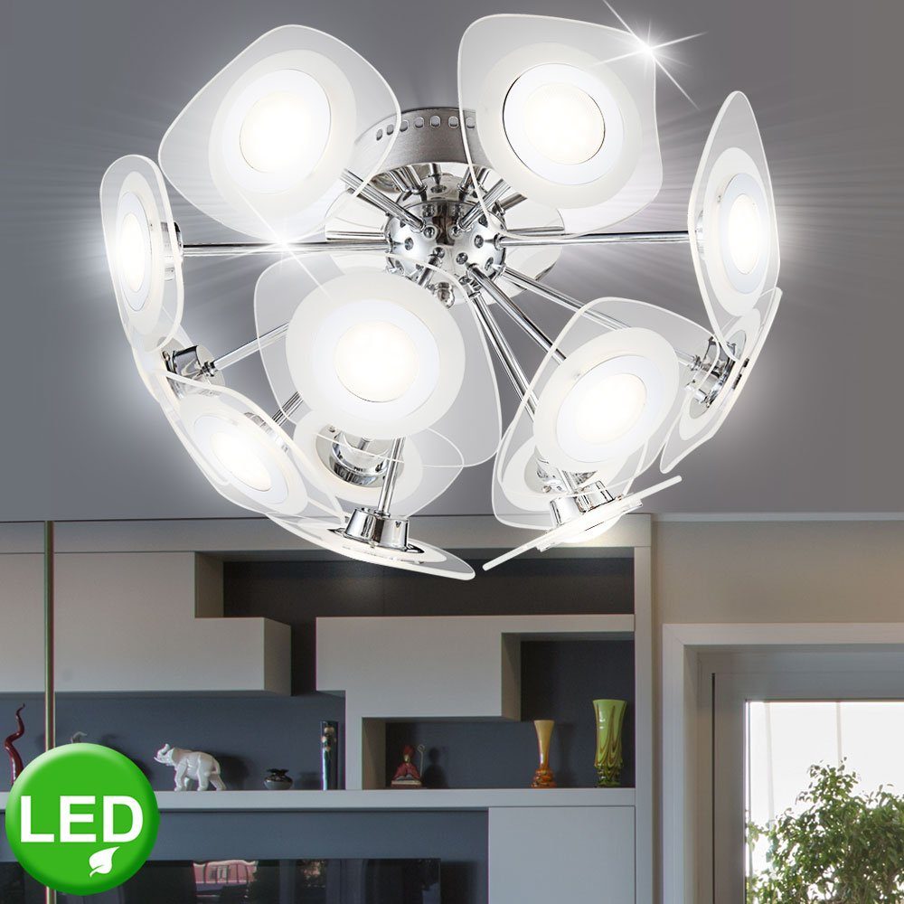 Watt Lampe inklusive, Leuchtmittel Globo Decken Globo Chrom Deckenleuchte, Warmweiß, Licht 31,2 Glas LED Leuchte Design LED