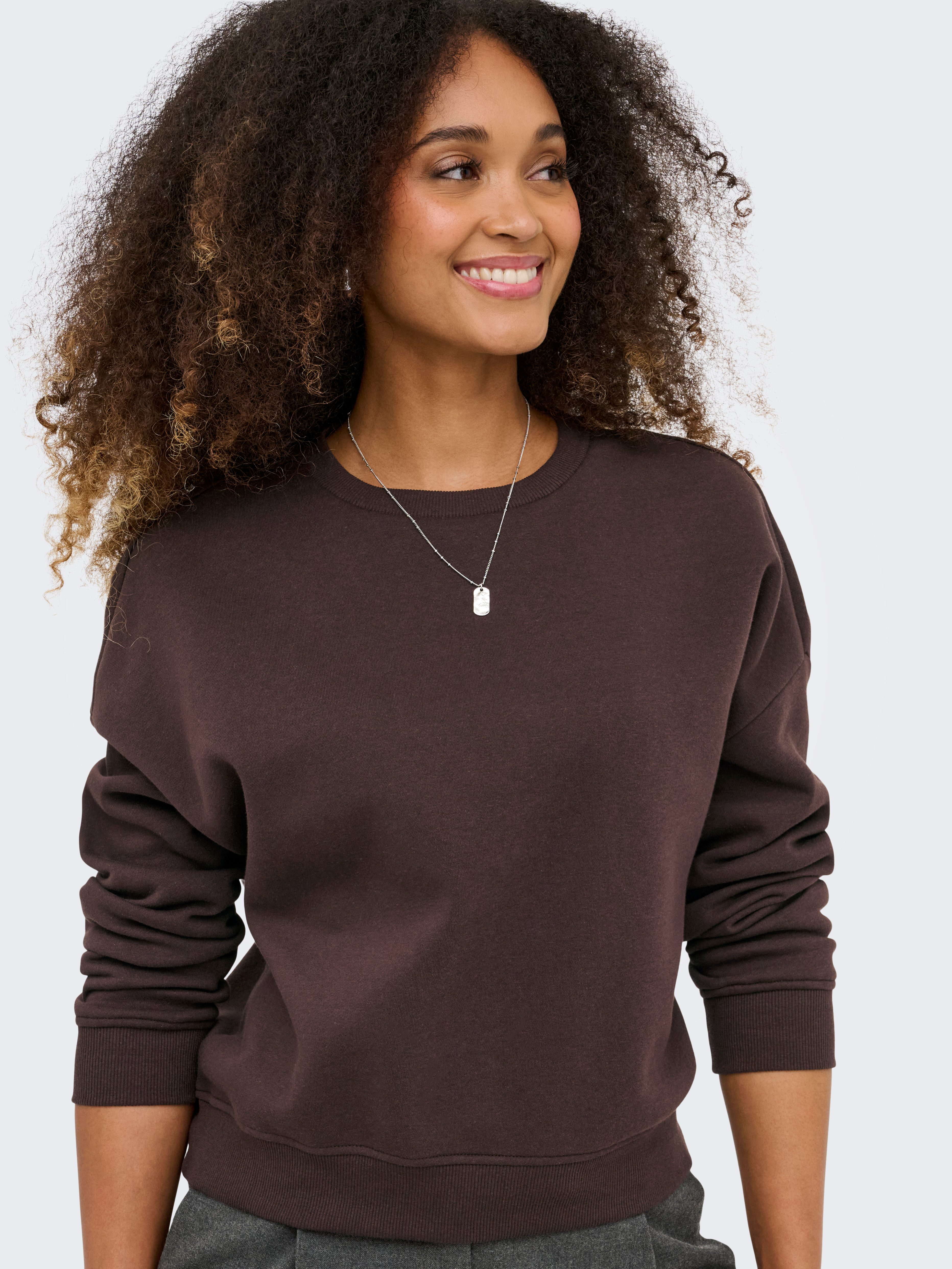 ONLY Sweatshirt ONLSWEAT L/S CREW OVERSIZE SWT Baumwollmischung, loose fit, Rundhals
