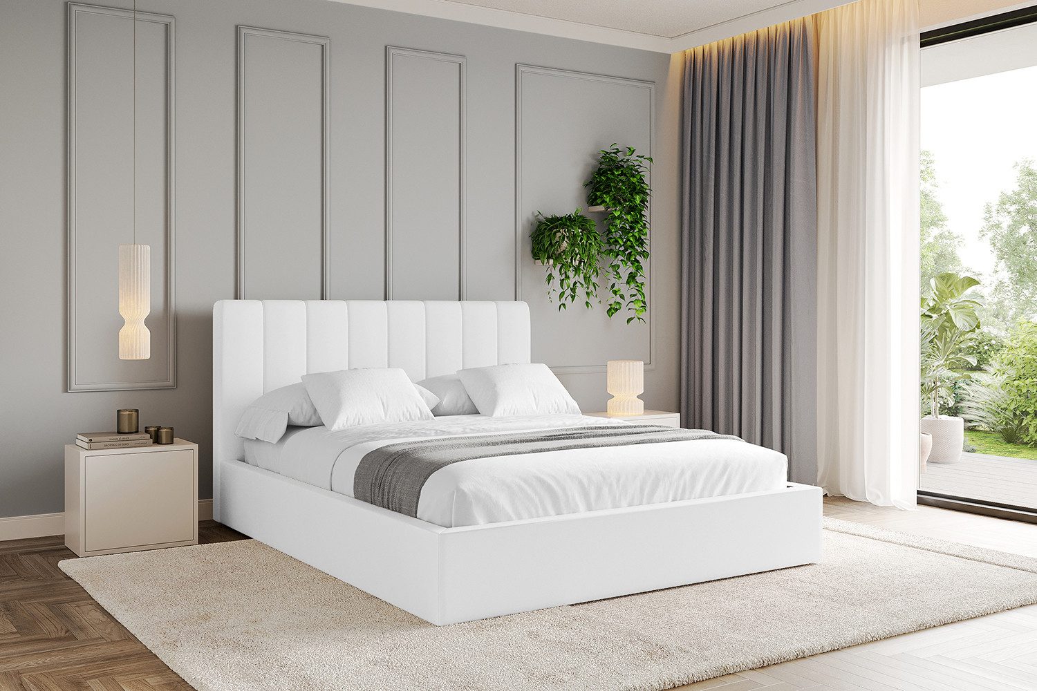 ALTDECOR Polsterbett STERA (Polsterbett mit Bettkasten und Lattenrost, Boxbett ohne Matratze), Doppelbett mit Stauraum, Bett mit Kopfteil