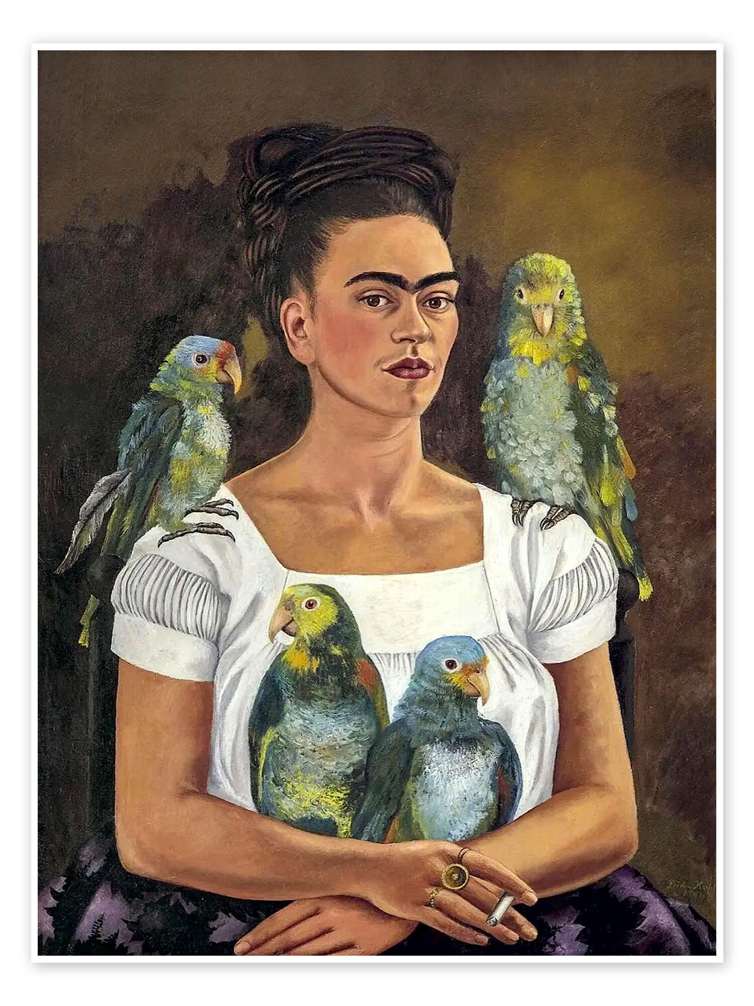 Posterlounge Wandbild Ich und meine Papageien, 1941, Frida Kahlo, erhältlich als Poster, Leinwandbild, Wandsticker oder Acrylglasbild