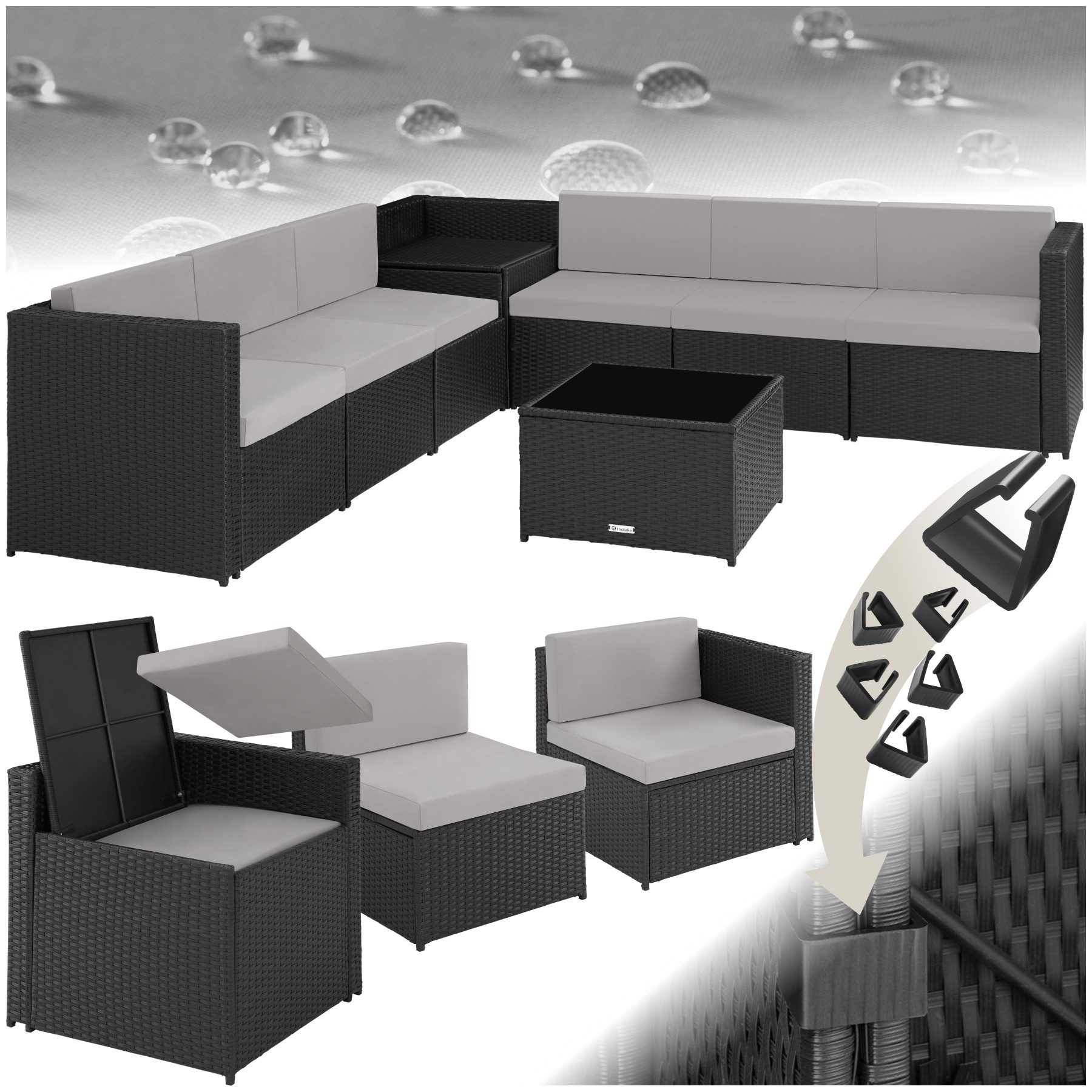tectake Loungeset Rattan Lounge, (Set., 8-tlg), günstig online kaufen