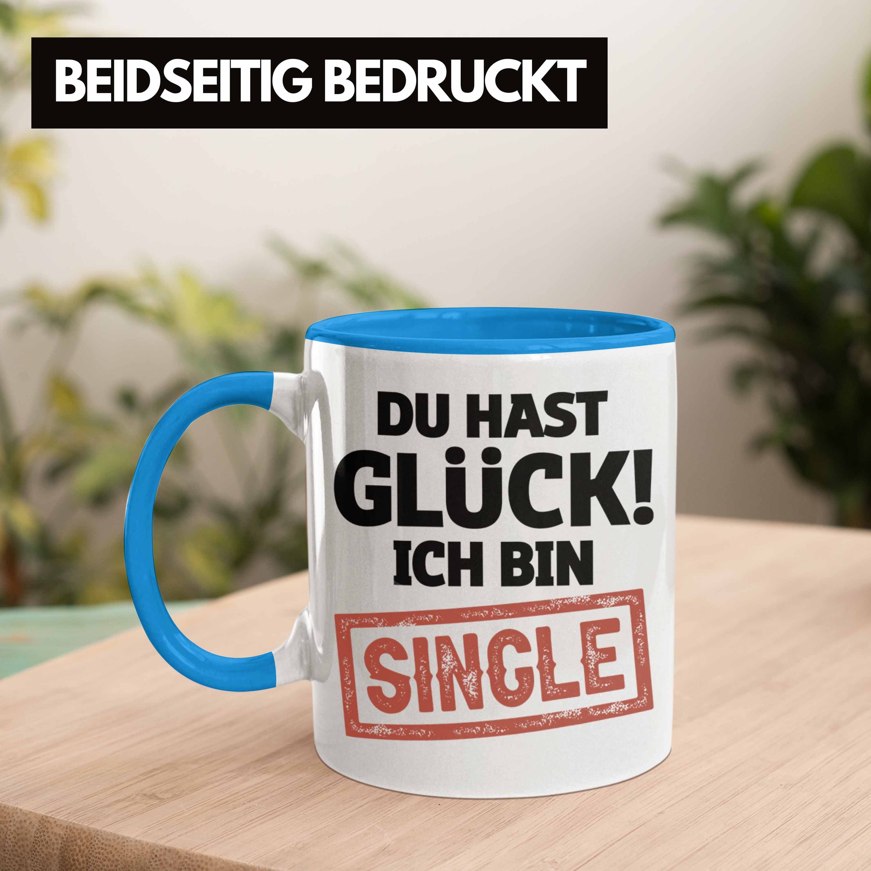 Tasse Geschenkidee Geschenk Solo Trendation Kaffee-Becher Blau Single Tasse Kollege