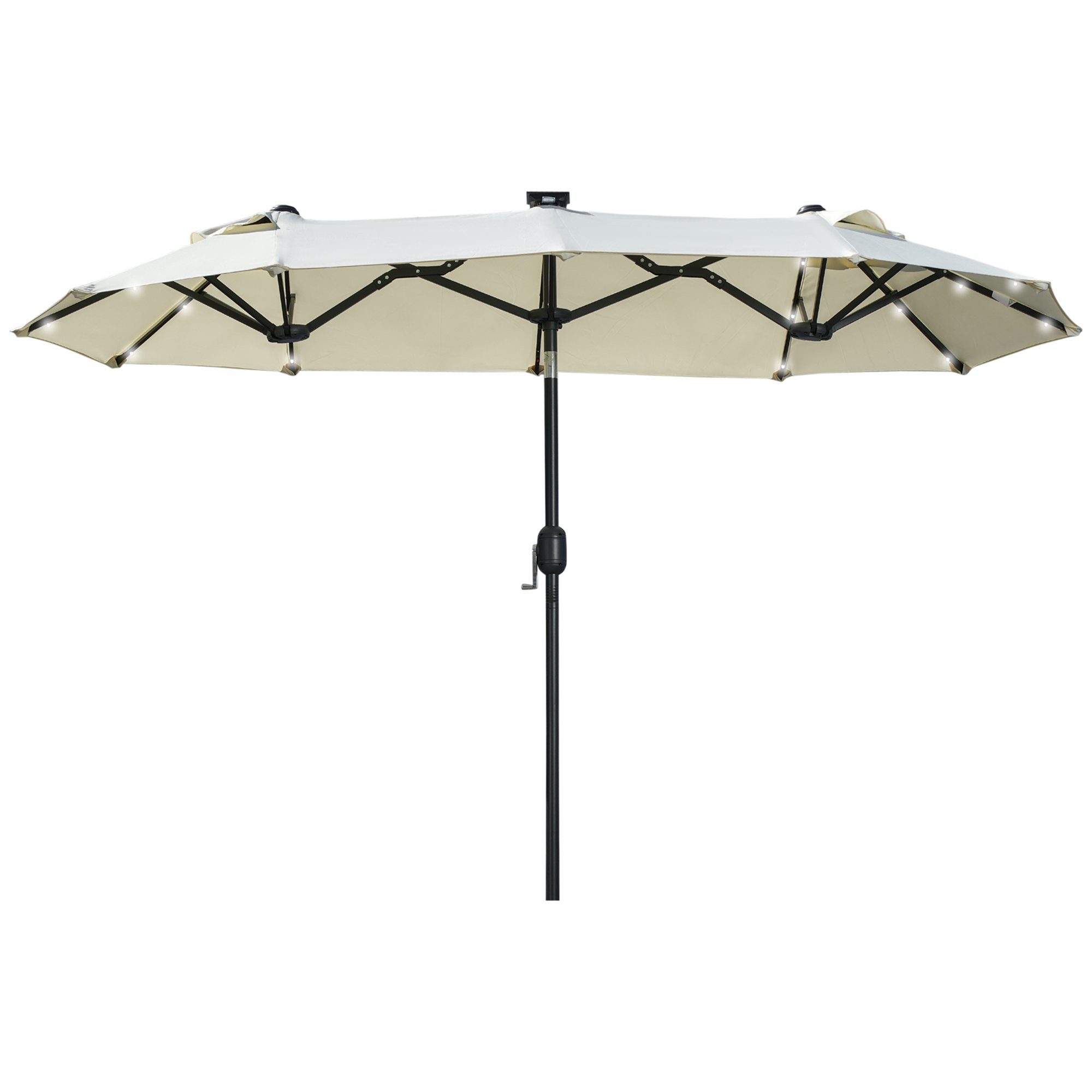 Outsunny Sonnenschirm Doppelsonnenschirm mit verstellbarem Neigungswinkel, LxB: 300x150 cm, Gartenschirm, Marktschirm, Beige, Stahl