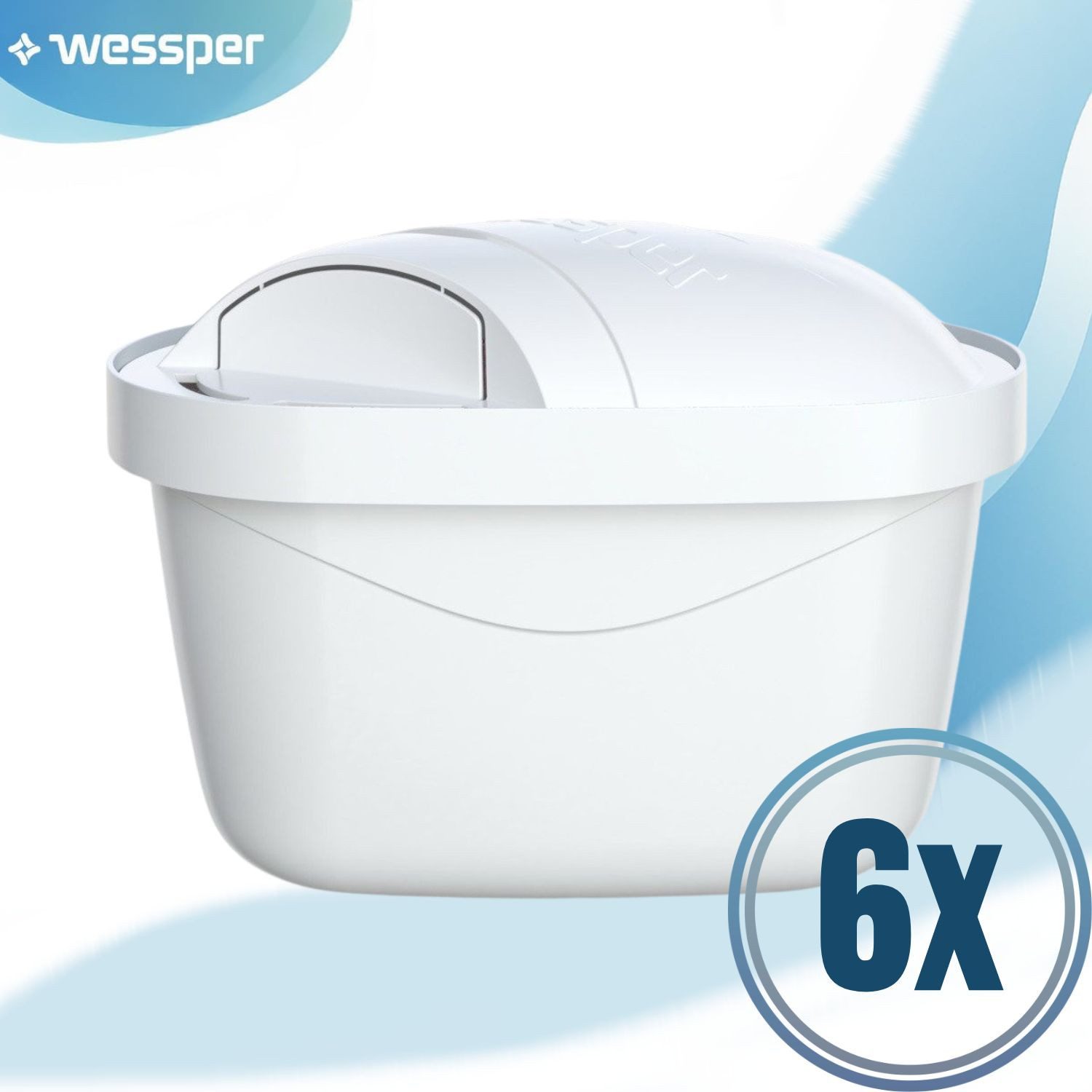Wessper Kalk- und Wasserfilter 6 Stück Wessper® AQUAMAX Filter Kartuschen, Filterkartuschen, Zubehör für : (durch einen zusätzlichen PIN, der sich auf der Innenseite der Filterfolie befindet) Brita Aluna, Elemaris, Marella und vielen anderen. Reduziert Kalk und Chlor sowie Schwermetalle., Alternative zu Brita Maxtra, Maxtra+ bis zu 200 L pro Kartusche.
