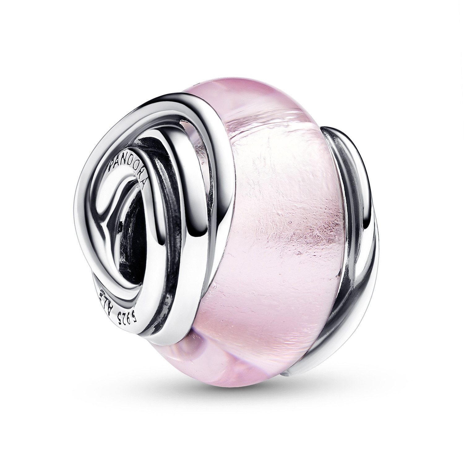 Pandora Runder Anhänger Charm Eingekreistes Pinkfarbenes Muranoglas