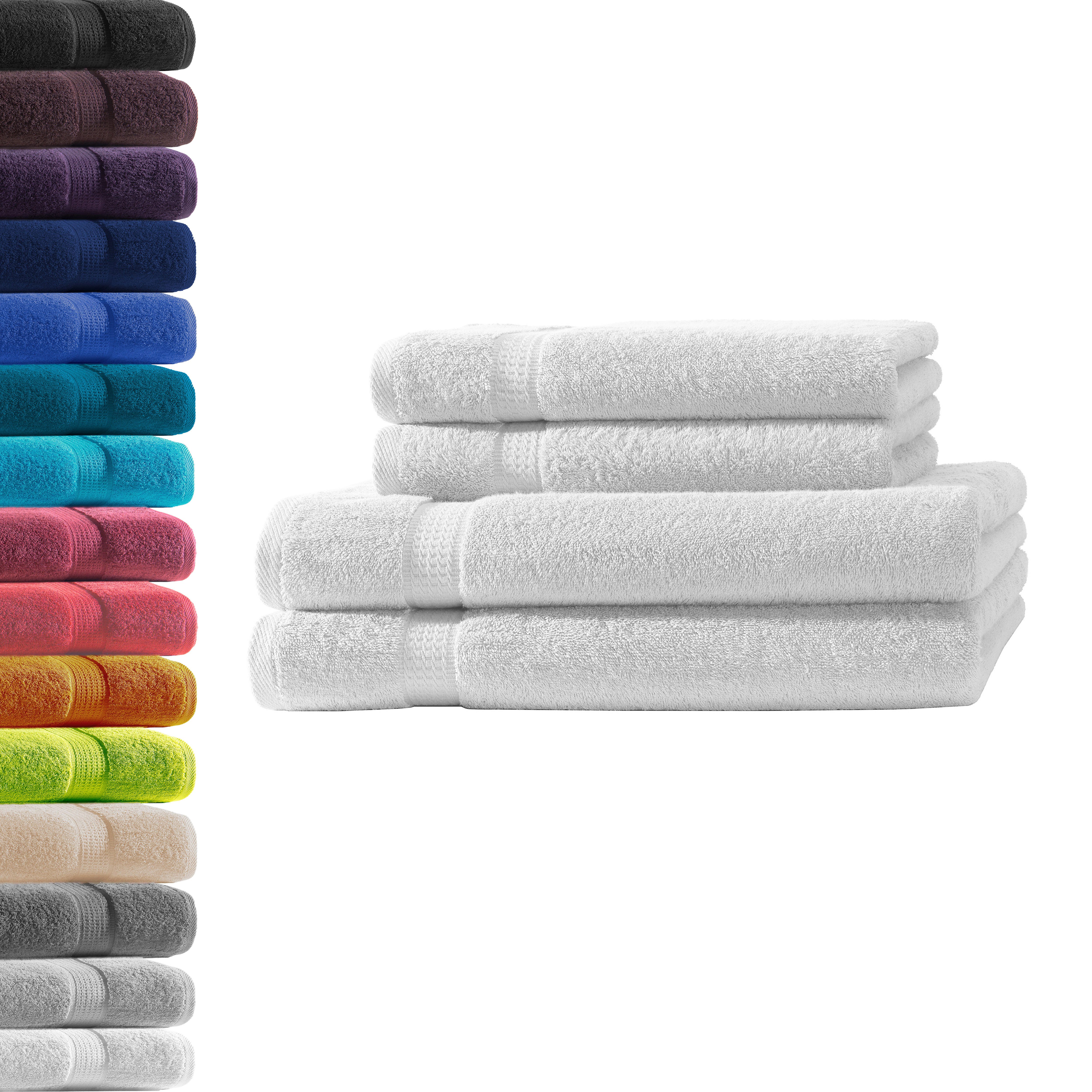 Hometex Premium Textiles Handtuch in Premium Qualität 500 g/m², Feinster Frottier-Stoff 100% Baumwolle, 2x Duschtuch + 2 Handtuch, weich, saugfähig, extra schwer & flauschig