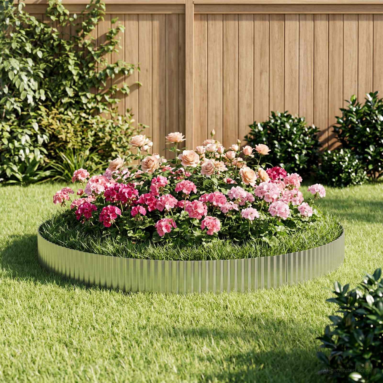 vidaXL Beetumrandung Raseneinfassung 5 m x 20 cm Verzinkter Stahl Silber