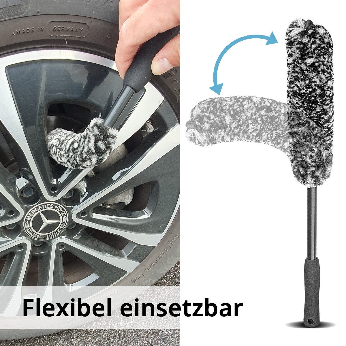 STAHLWERK Autowaschbürste Felgenbürste 3er Set Autoreinigungsbürste Radbürste Autowaschbürste, (Set, 3-tlg., Set), hervorragende Reinigungseigenschaften
