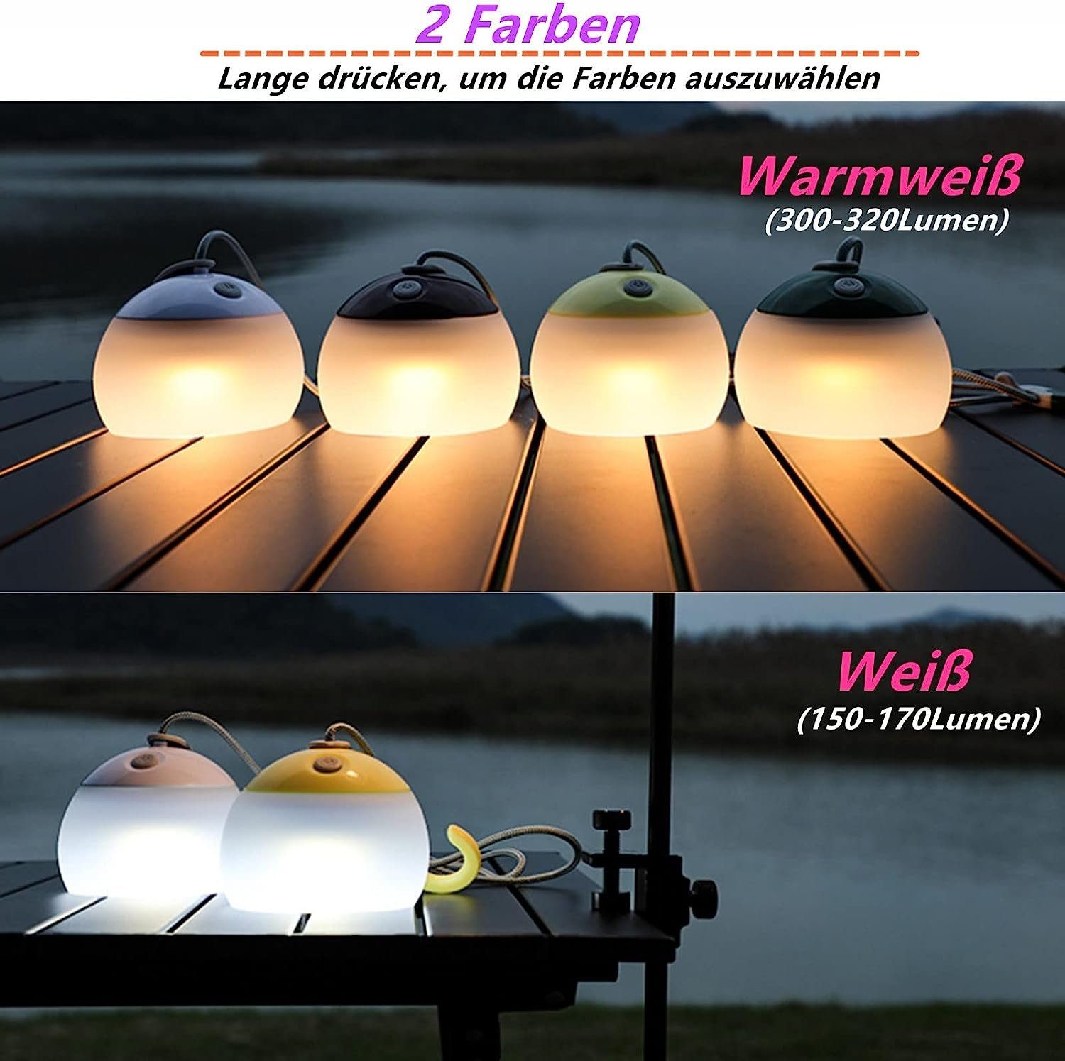 LED Haiaveng Campinglampe,LED Laterne Dekoration C Wandern, USB LED Notfall, Camping für Außen-Tischleuchte Nachtlicht LED Wiederaufladbare,