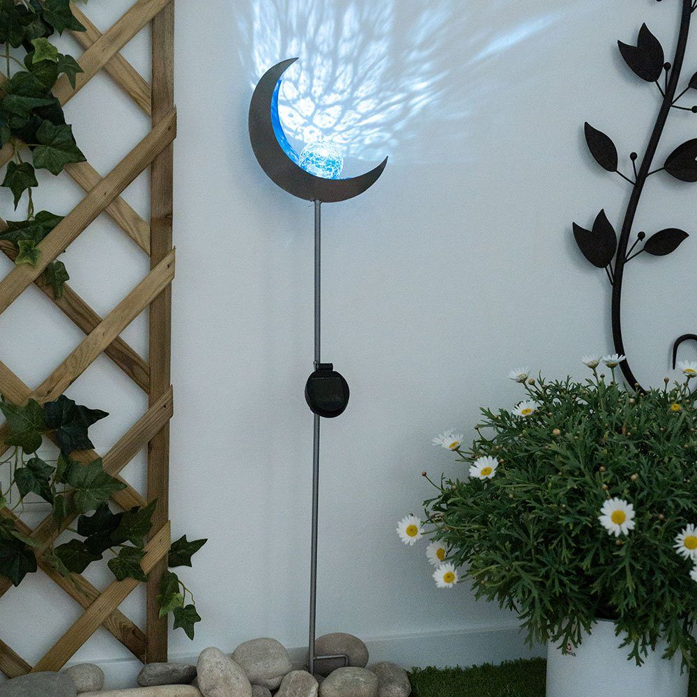 etc-shop LED Außen-Stehlampe, Fackeln LED-Leuchtmittel Solarlampe Garten verbaut, fest Solar Kaltweiß, Gartendeko Mond