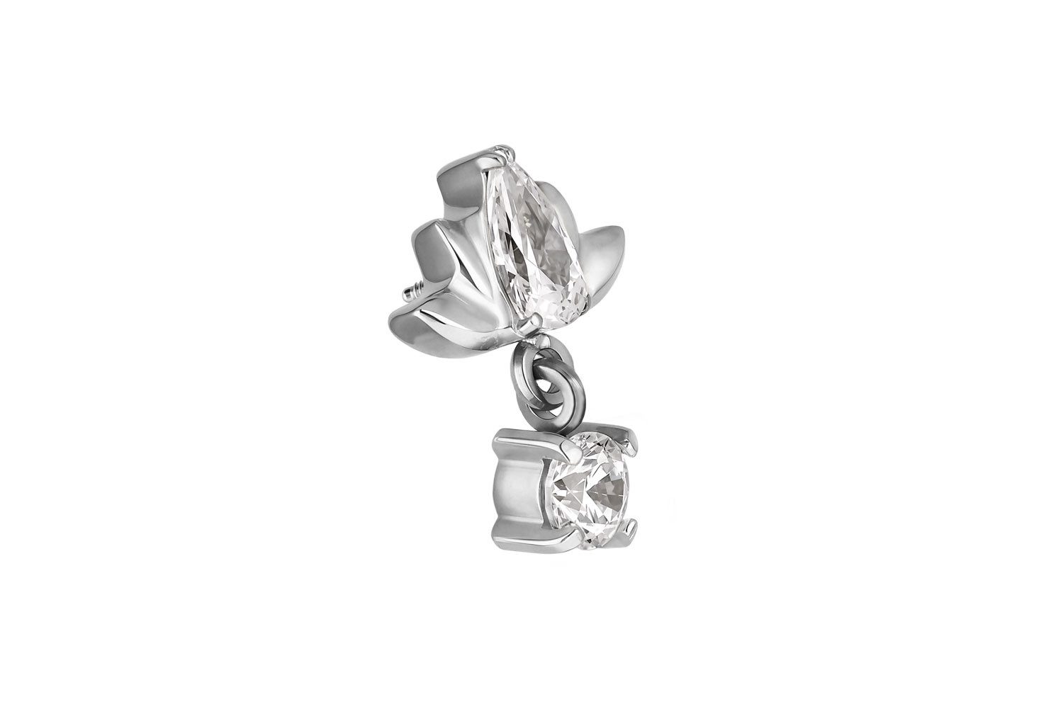PIERCINGLINE Piercing-Set Titan Schraubaufsatz mit Außengewinde LOTUSBLÜTE + KRISTALL (Schraub-Aufsätze, 1-tlg)