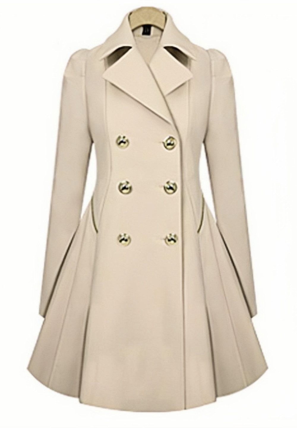 Opspring Trenchcoat Damen Mantel Wintercoat Revers Zweireihiger Mantel Knielang Trenchcoat