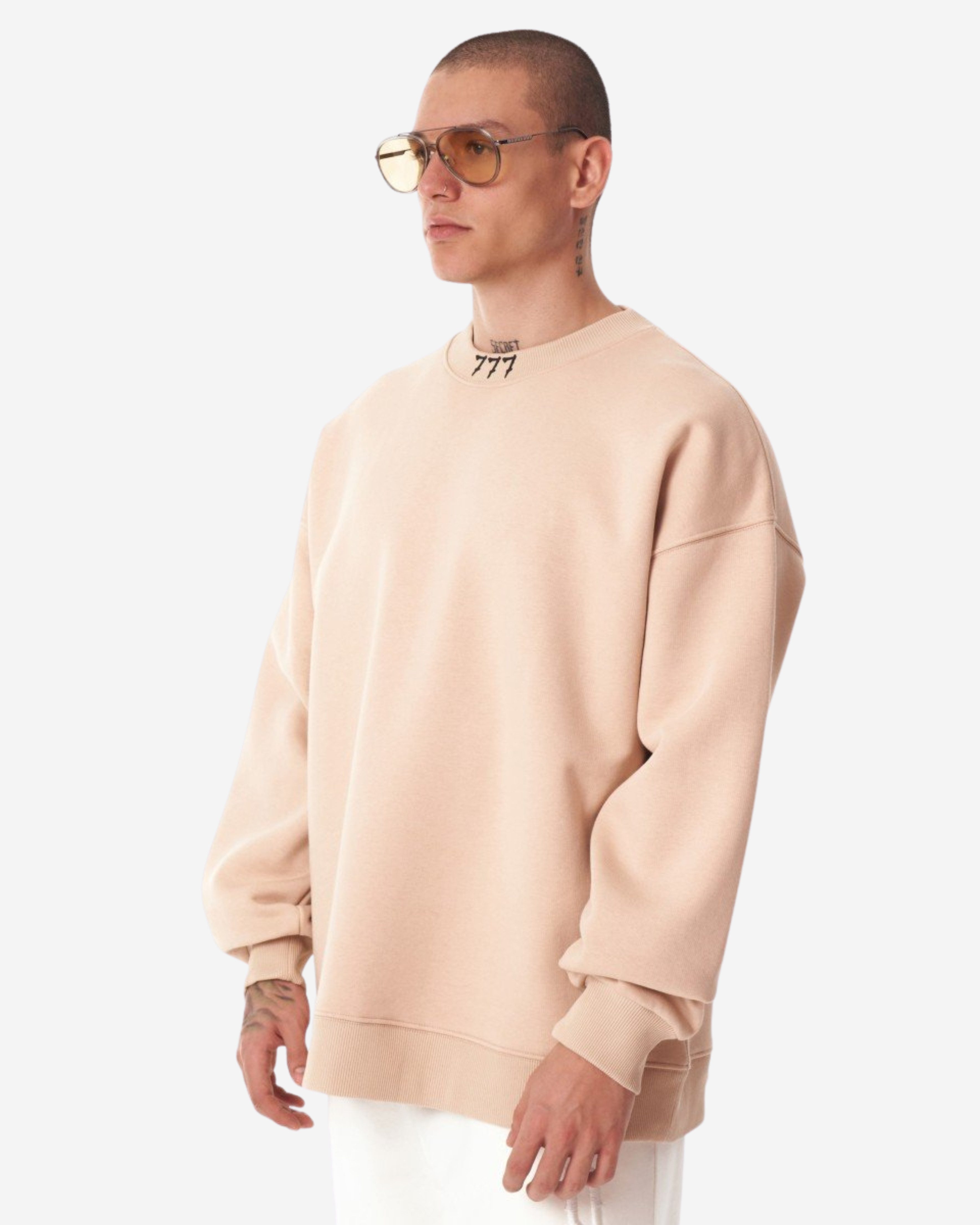 Martin Valen Kapuzenpullover Designer Beige 3D Gummi Bedruckter Oversized Sweatshirt