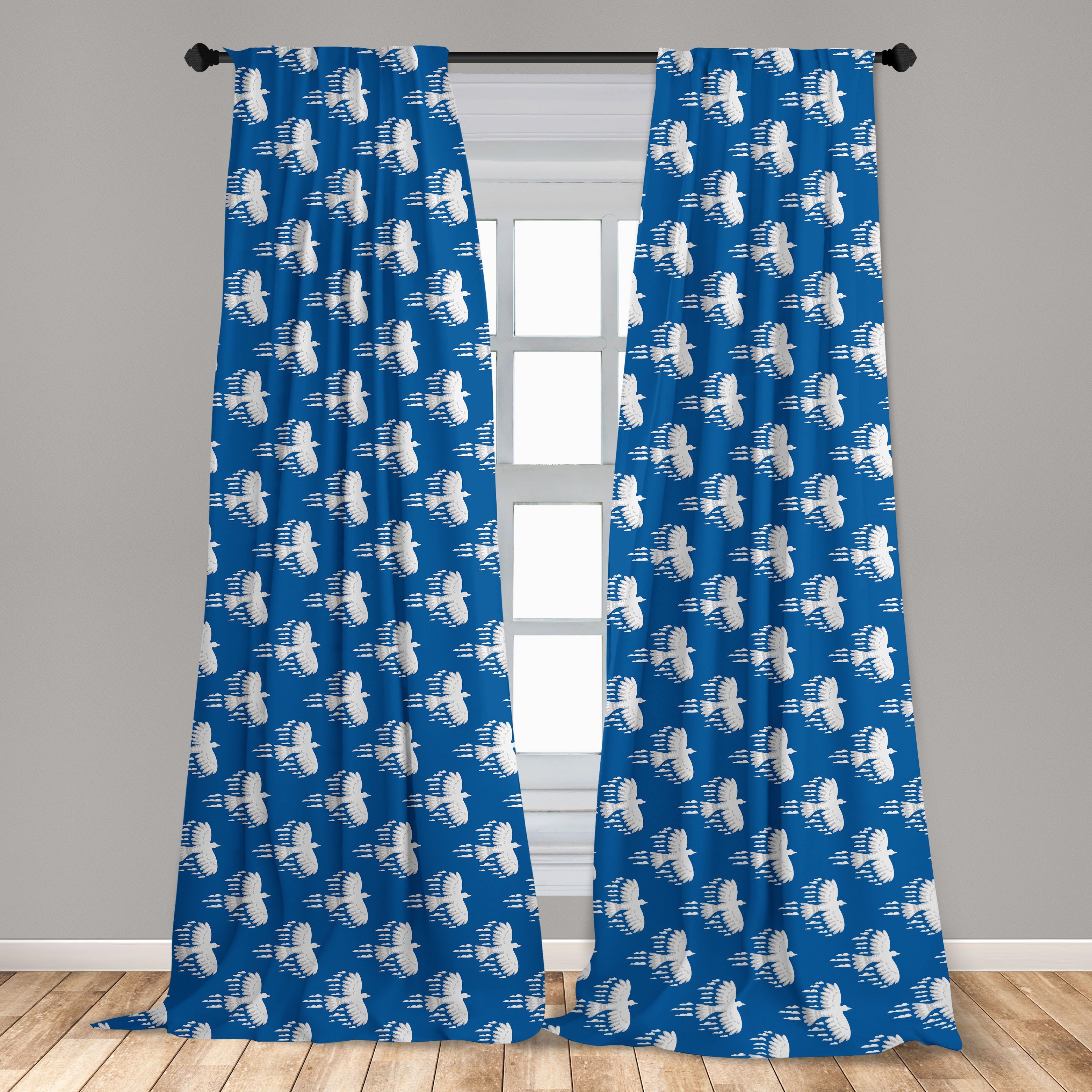 Gardine Schlafzimmer Abakuhaus, Blauer Tierförmigen in Vorhang für Dekor, Microfaser, Himmel Wohnzimmer Wolken