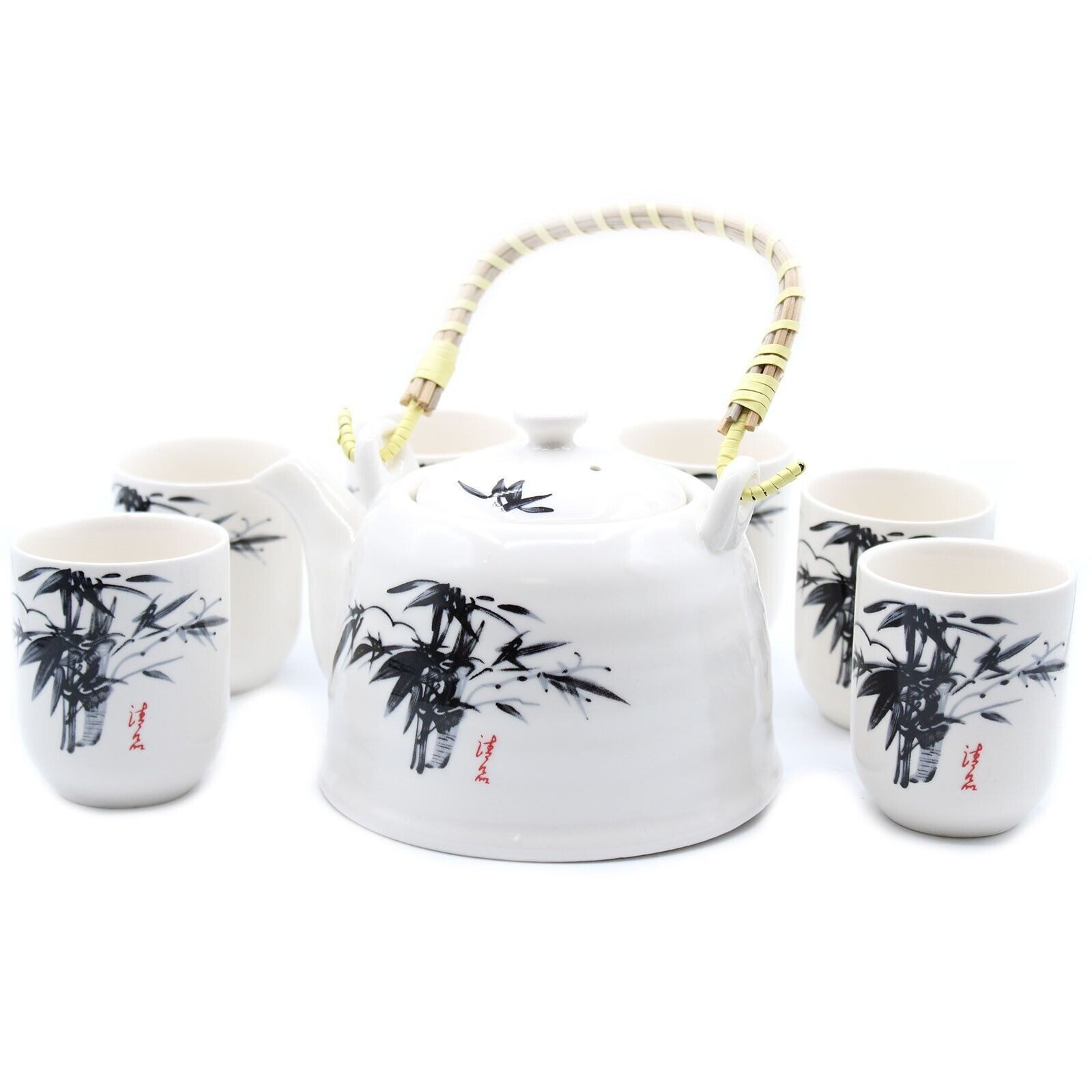 Bali-Homedecor Teeservice Kräuter Teekanne Set - Orientalischer blauer Stein Set 6 Tassen 850ml, 6 Personen, Keramik