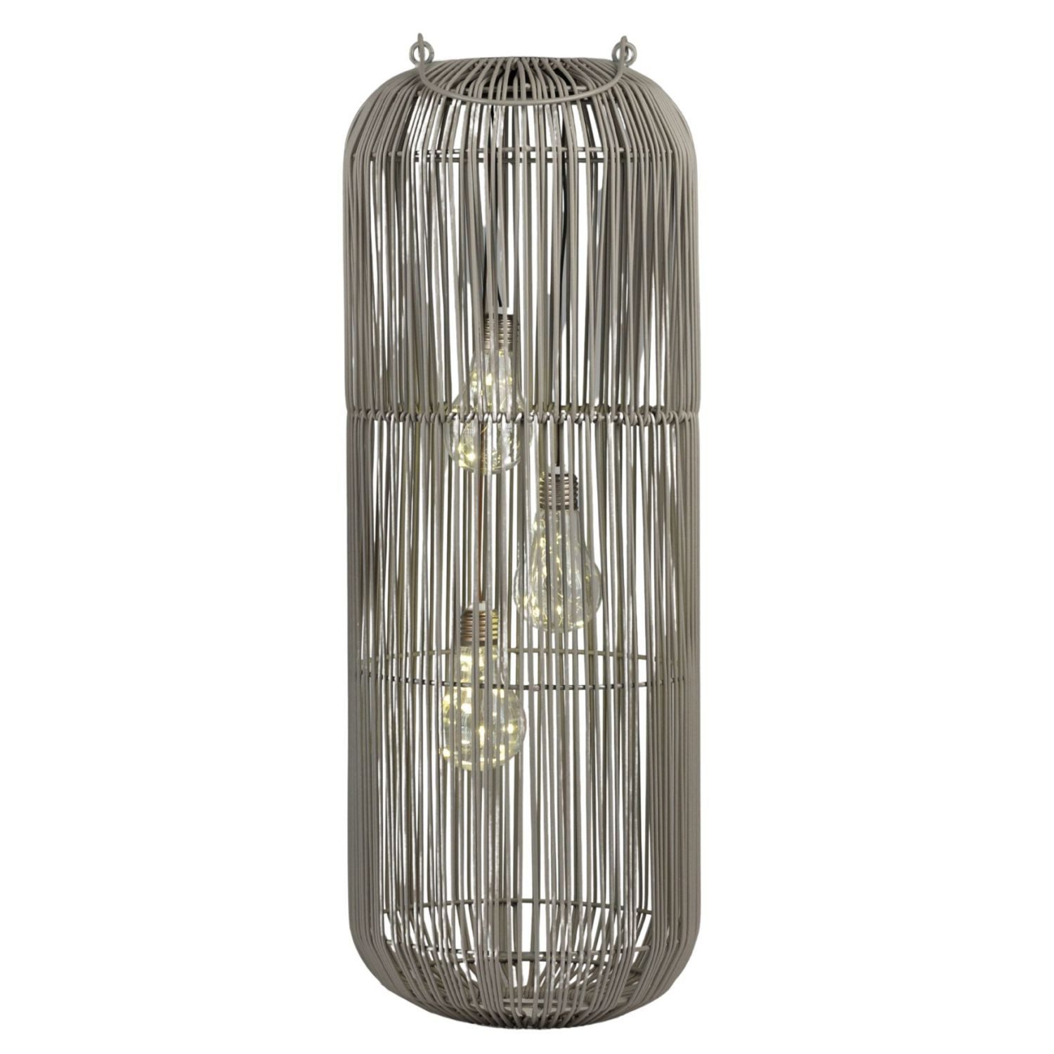 formano LED Tischleuchte Rattan-Optik, LED, Solarbetrieben, Grau, Bänder, H: 60cm