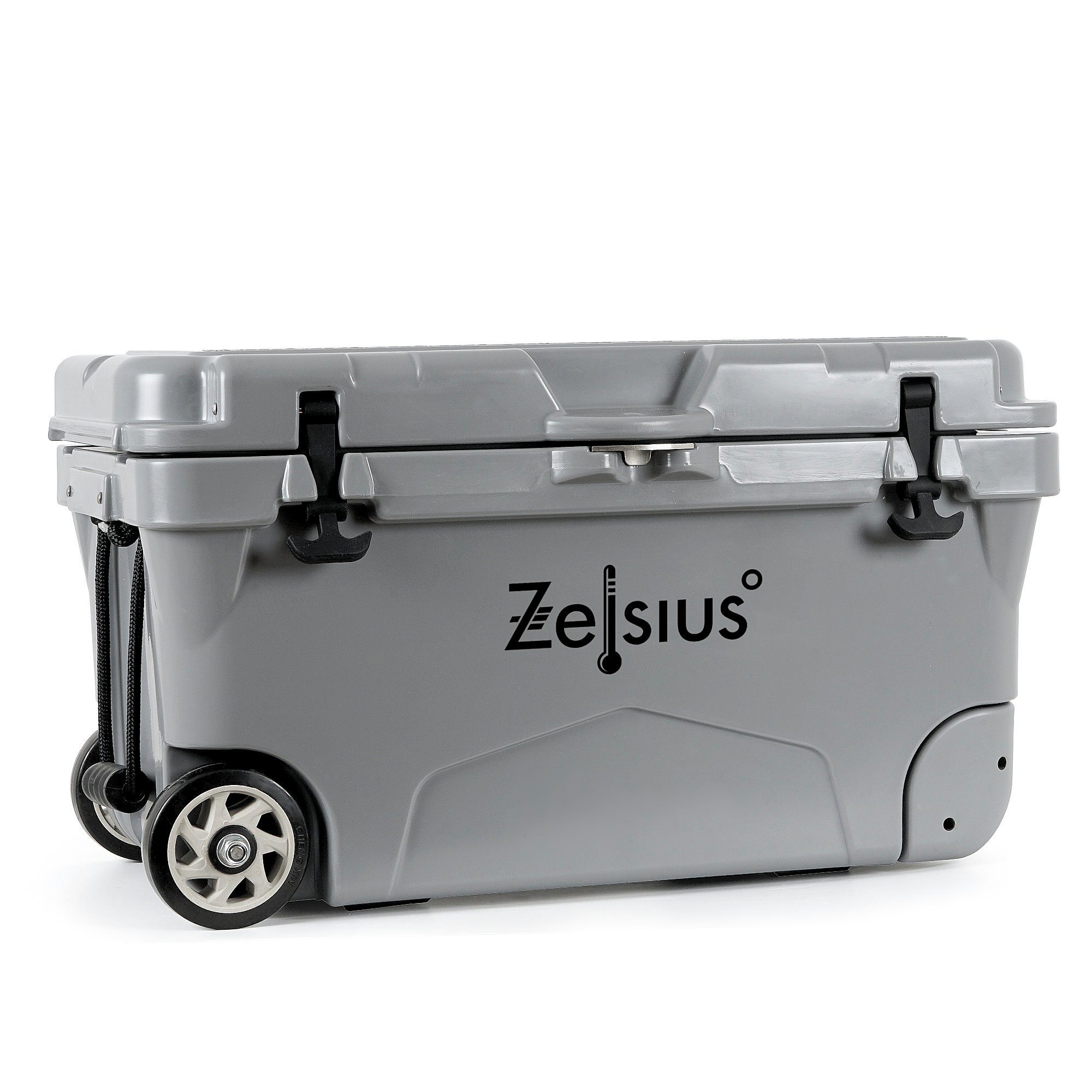 Zelsius Kühlbox Kühlbox grau 50 Liter mit Räder, Cooling Box für Auto Camping, 50 l, mit Rädern