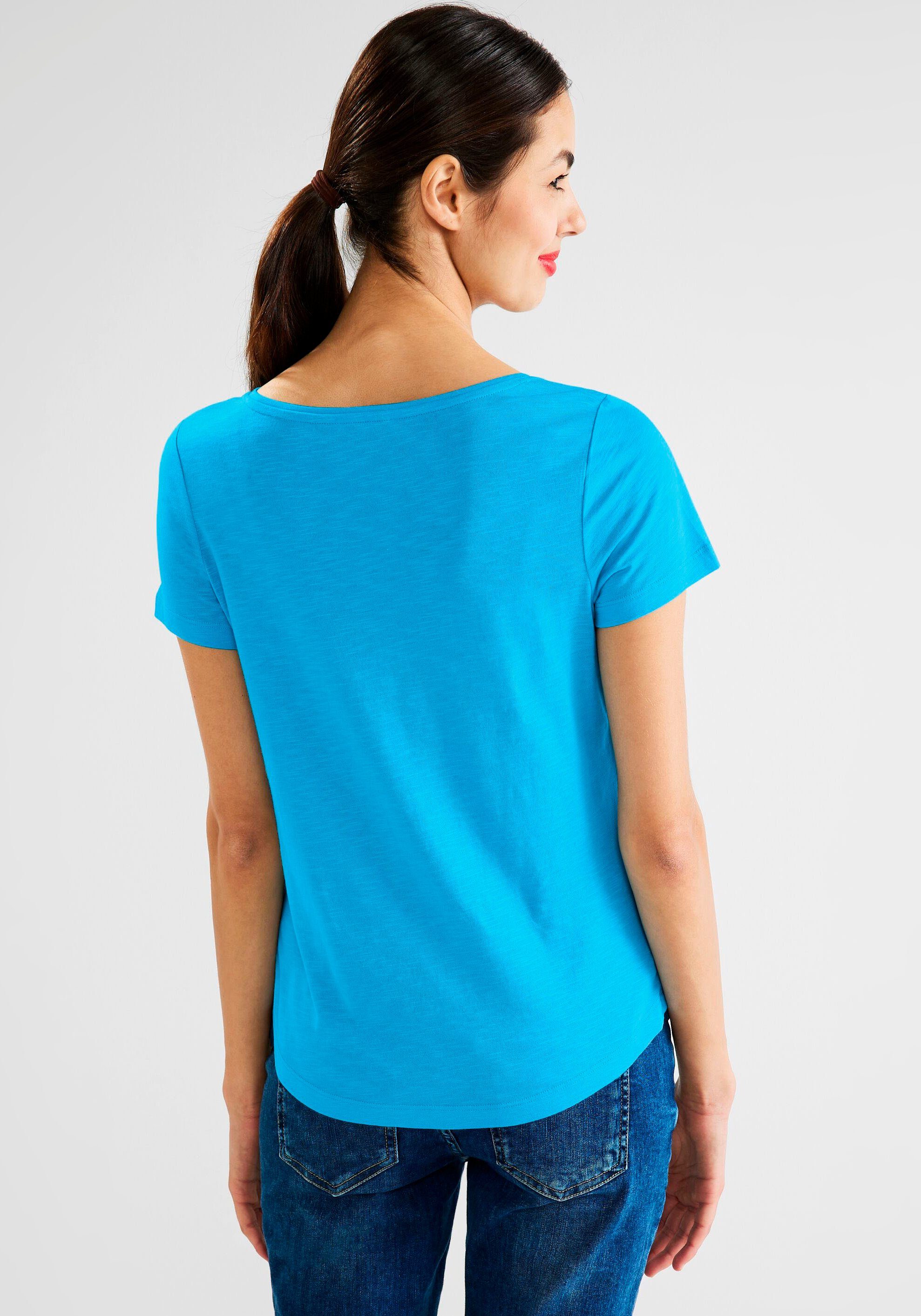 mit Rundhalsausschnitt Gerda T-Shirt STREET blau Style ONE