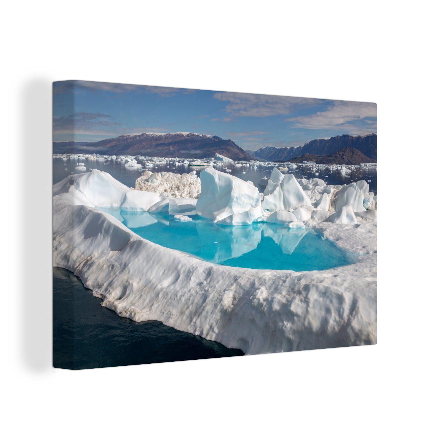 OneMillionCanvasses® Leinwandbild Eisberge, Grönland, (1 St), Wandbild Leinwandbilder, Aufhängefertig, Wanddeko, 30x20 cm