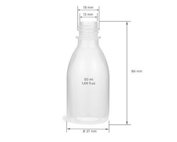 OCTOPUS Kanister 10 Plastikflaschen 50ml aus LDPE, natur, G18, Tropfverschluss, rotes (10 St)