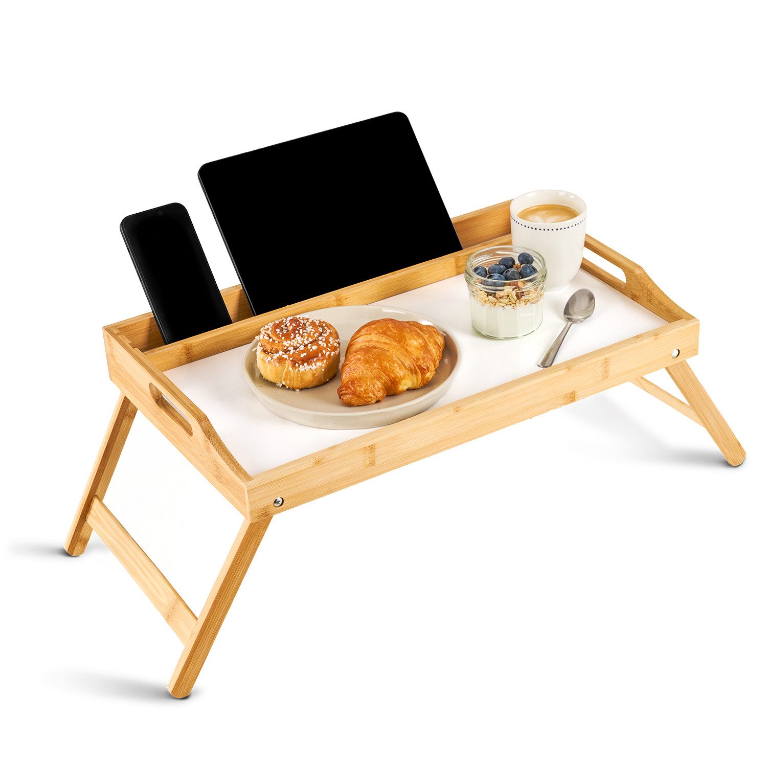 Blumtal Tabletttisch Betttablett aus Bambus mit Holzstrebe für Tablets/Hand günstig online kaufen
