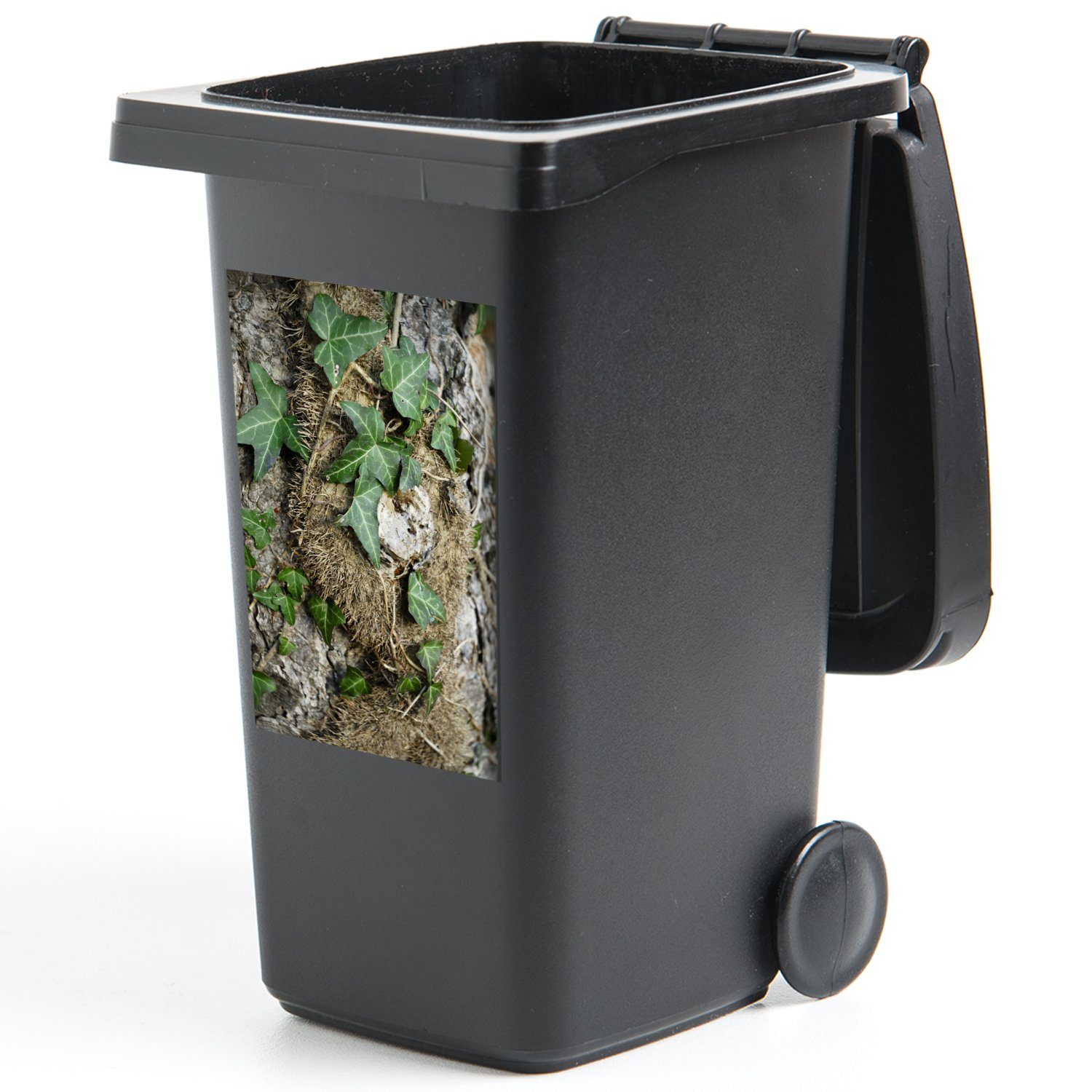 MuchoWow Wandsticker Die grünen (1 Mülltonne, St), einem Abfalbehälter Container, Sticker, Baum Mülleimer-aufkleber, Hedera-Blätter an