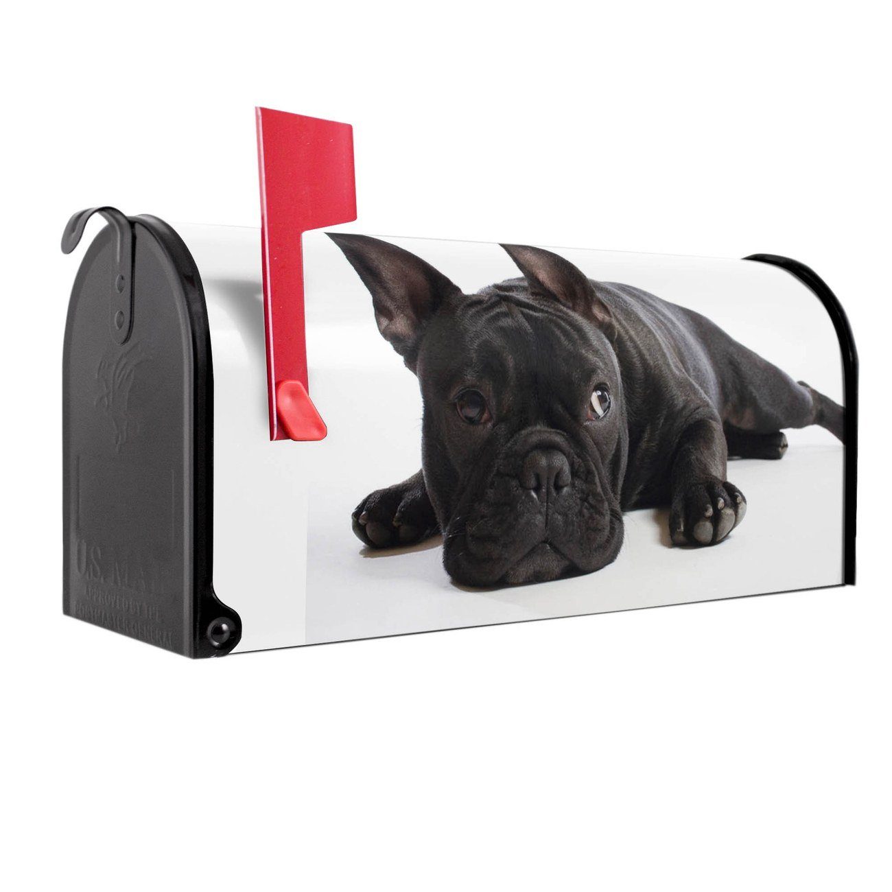 banjado Amerikanischer Briefkasten Mailbox Bulldogge (Amerikanischer Briefkasten, original aus Mississippi USA), 22 x 17 x 51 cm schwarz